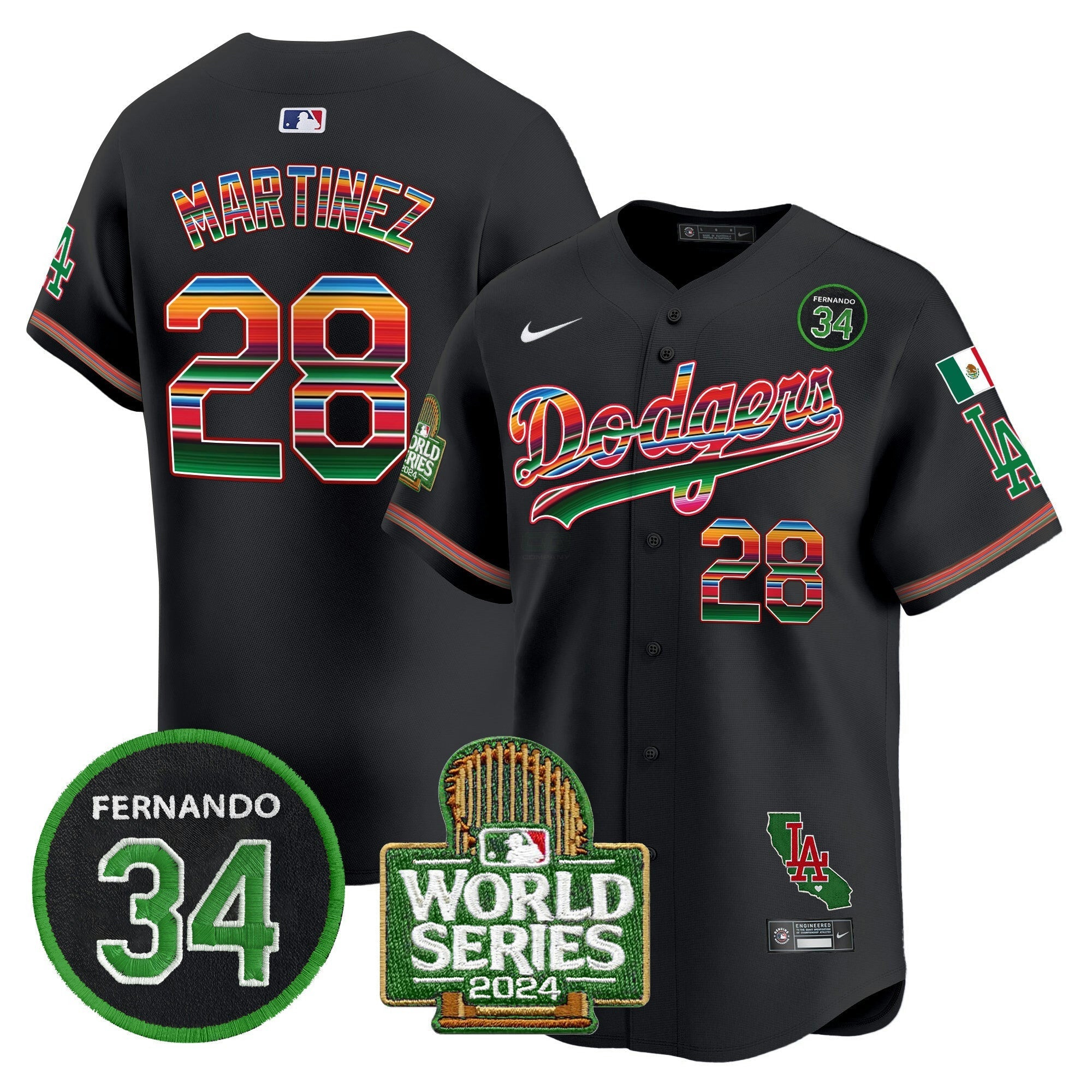 Camisa MLB Men’s Mexico Fernando Memorial & 2024 World Series Patch Vapor Premier Limited Jersey