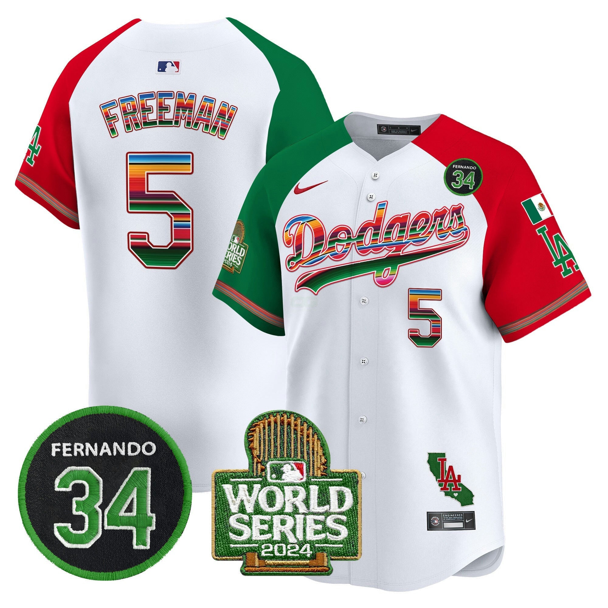 Camisa MLB Men’s Mexico Fernando Memorial & 2024 World Series Patch Vapor Premier Limited Jersey