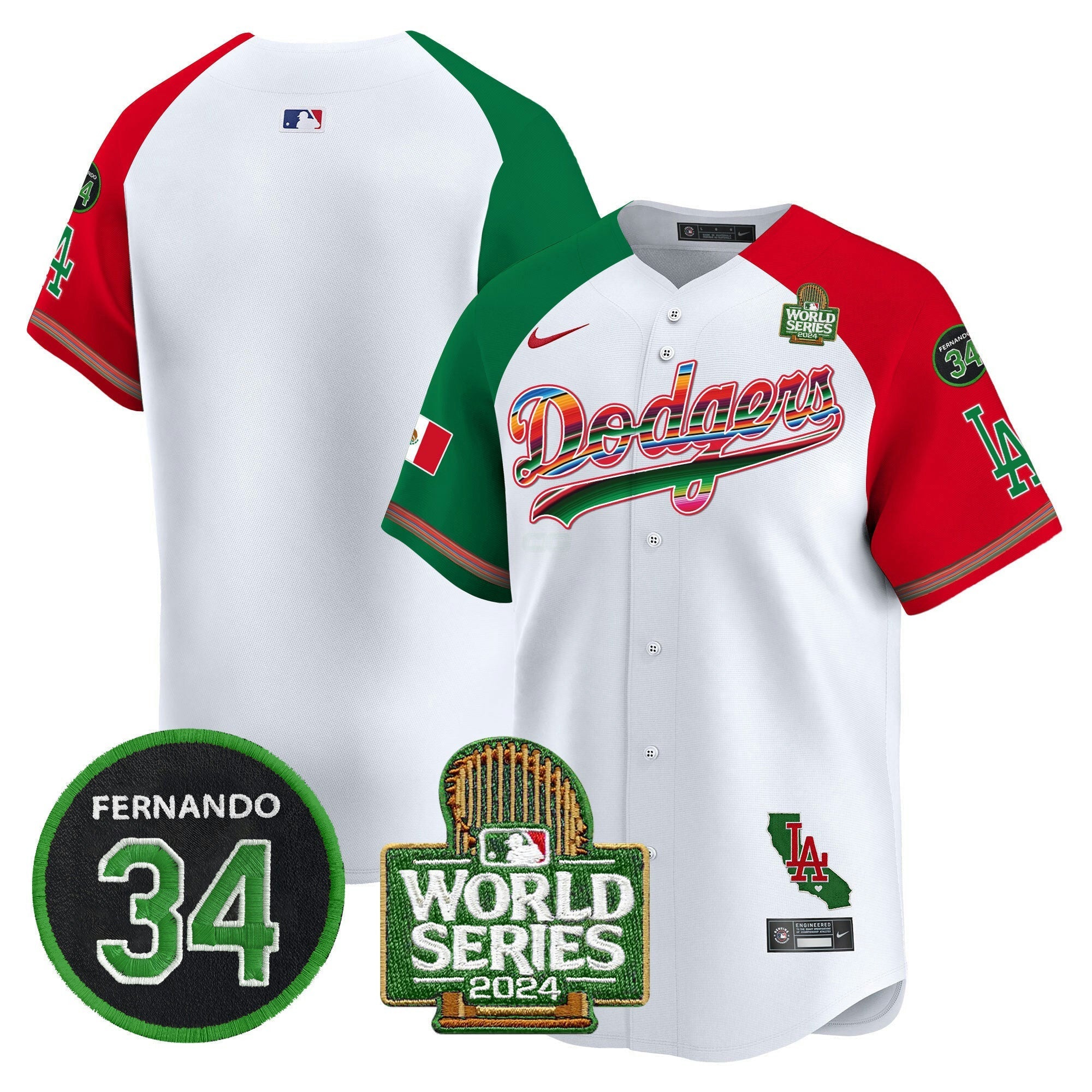 Camisa MLB Men’s Mexico Fernando Memorial & 2024 World Series Patch Vapor Premier Limited Jersey V2