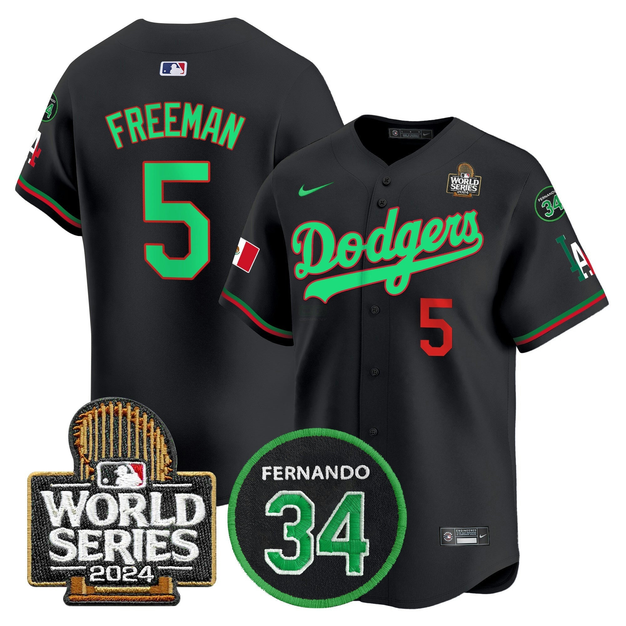 Camisa MLB Men’s Mexico Fernando Memorial & 2024 World Series Patch Vapor Premier Limited Jersey V3