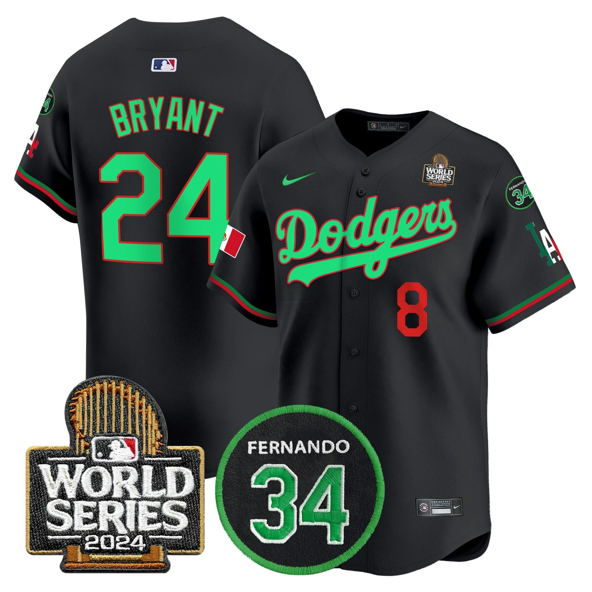 Camisa MLB Men’s Mexico Fernando Memorial & 2024 World Series Patch Vapor Premier Limited Jersey V3
