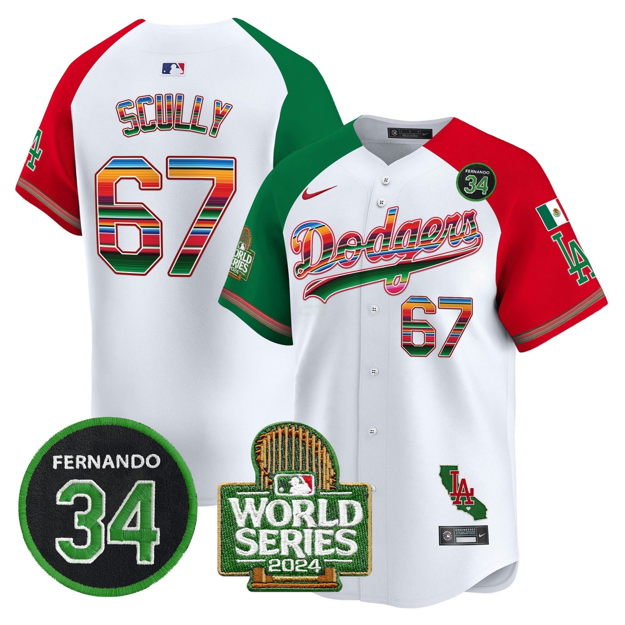 Camisa MLB Men’s Mexico Fernando Memorial & 2024 World Series Patch Vapor Premier Limited Jersey