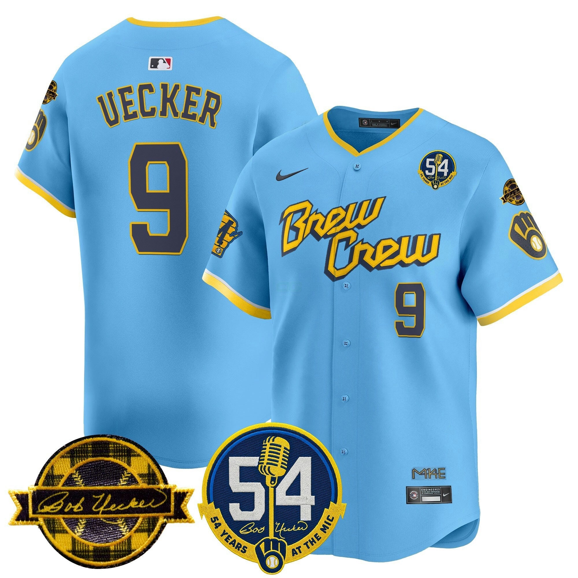 Camisa MLB Men’s Milwaukee ‘Bob Uecker – 54 Seasons for ’ Vapor Premier Limited Jersey