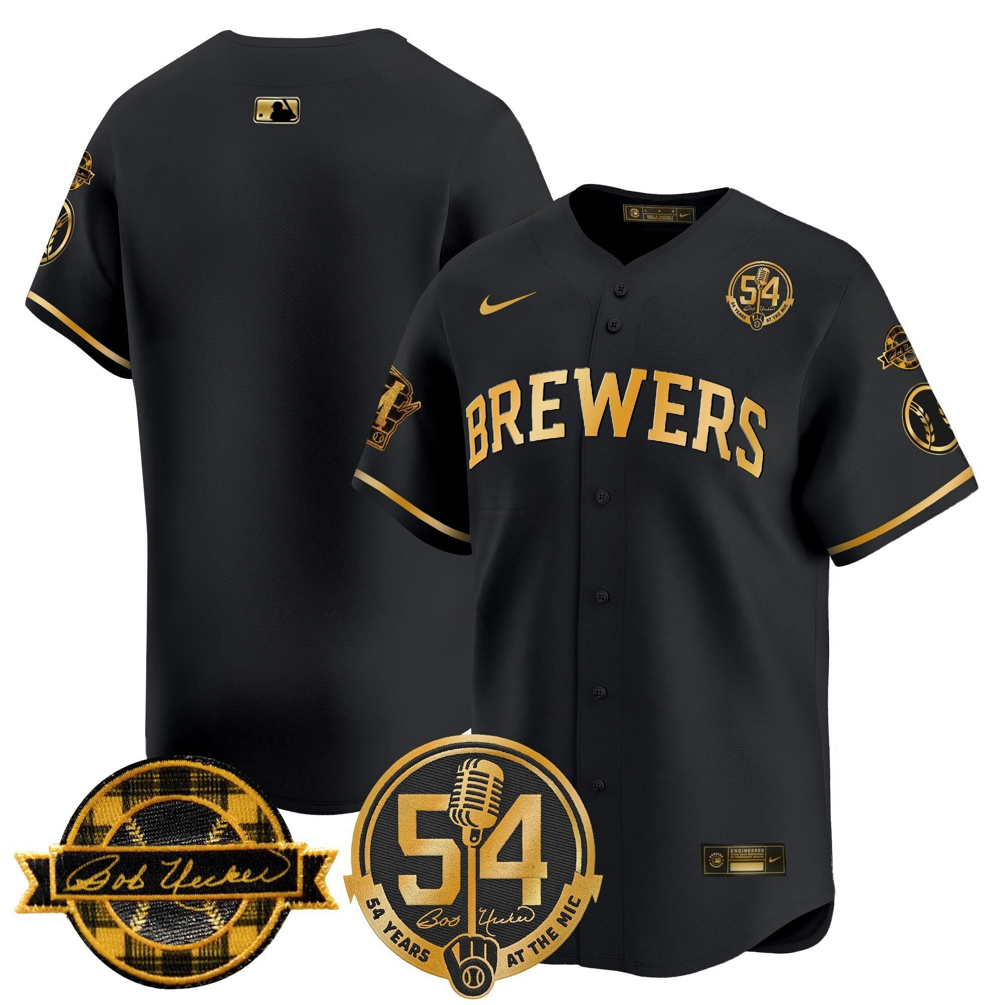 Camisa MLB Men’s Milwaukee ‘Bob Uecker – 54 Seasons for ’ Vapor Premier Limited Jersey