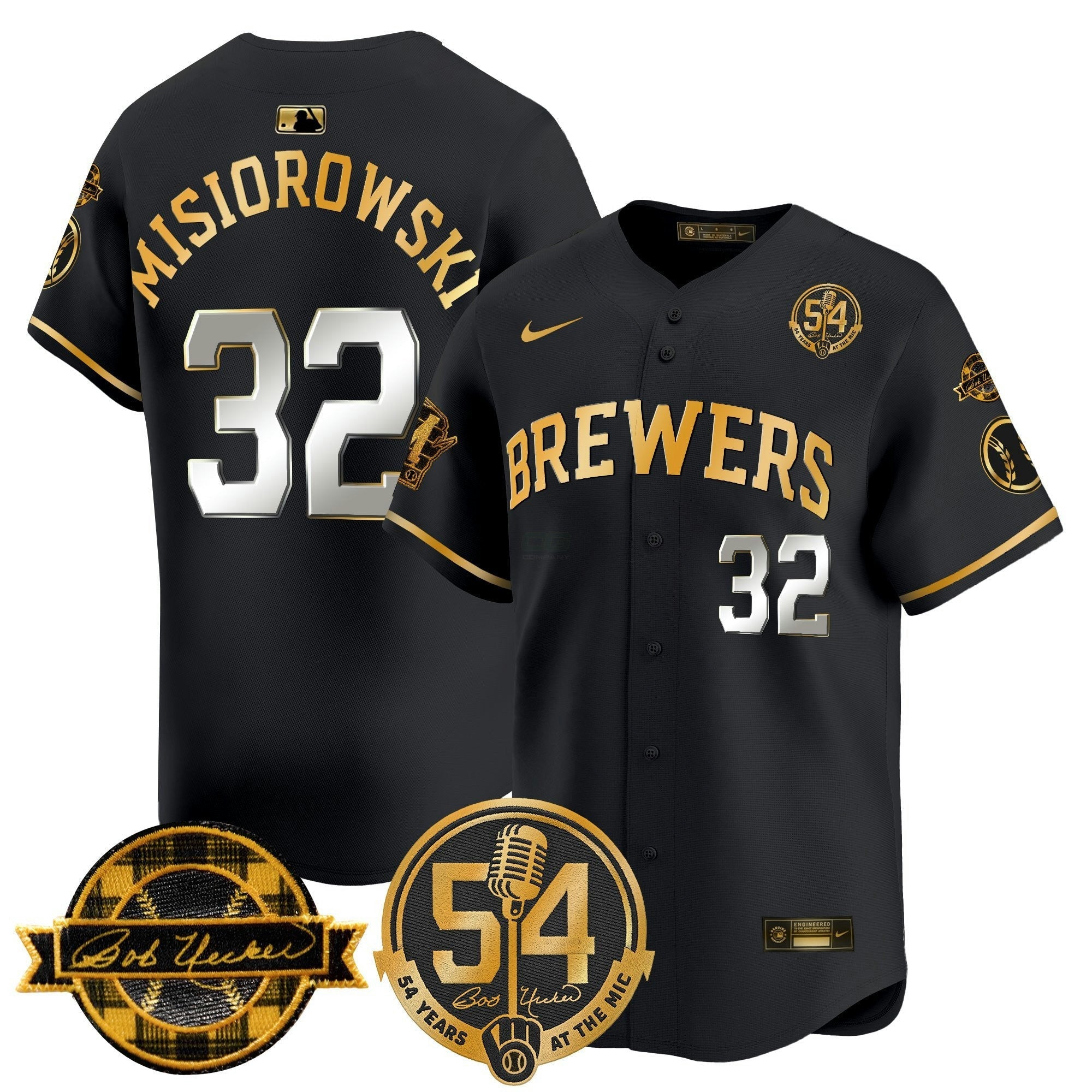 Camisa MLB Men’s Milwaukee ‘Bob Uecker – 54 Seasons for ’ Vapor Premier Limited Jersey