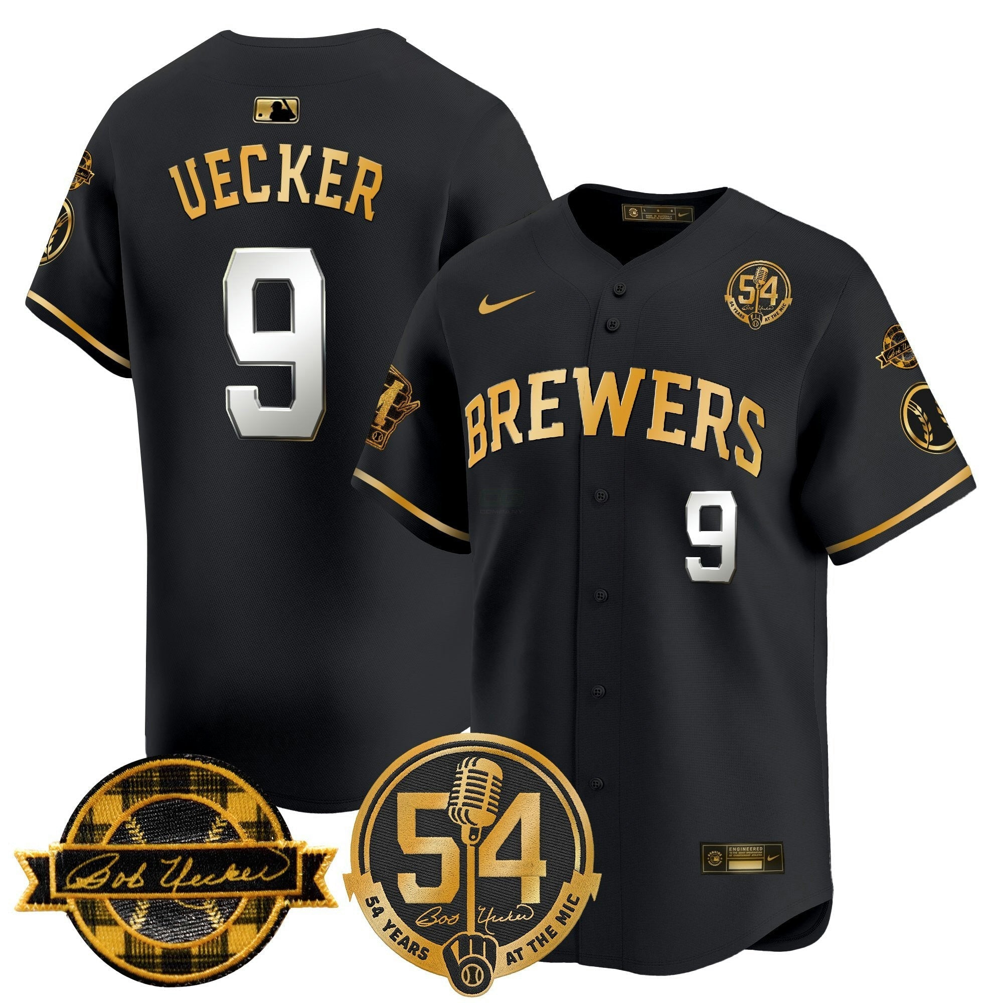 Camisa MLB Men’s Milwaukee ‘Bob Uecker – 54 Seasons for ’ Vapor Premier Limited Jersey