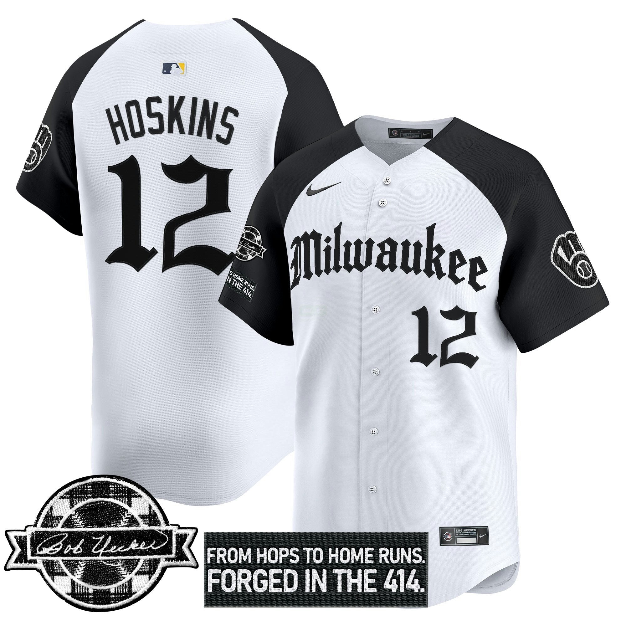 Camisa MLB Men’s Milwaukee Bob Uecker Patch Vapor Premier Limited Jersey – Gothic Edition