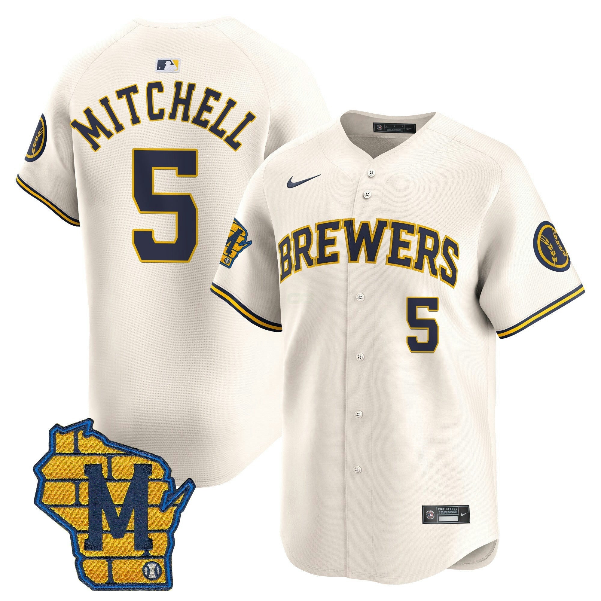 Camisa MLB Men’s Milwaukee Home Patch Vapor Premier Limited Jersey
