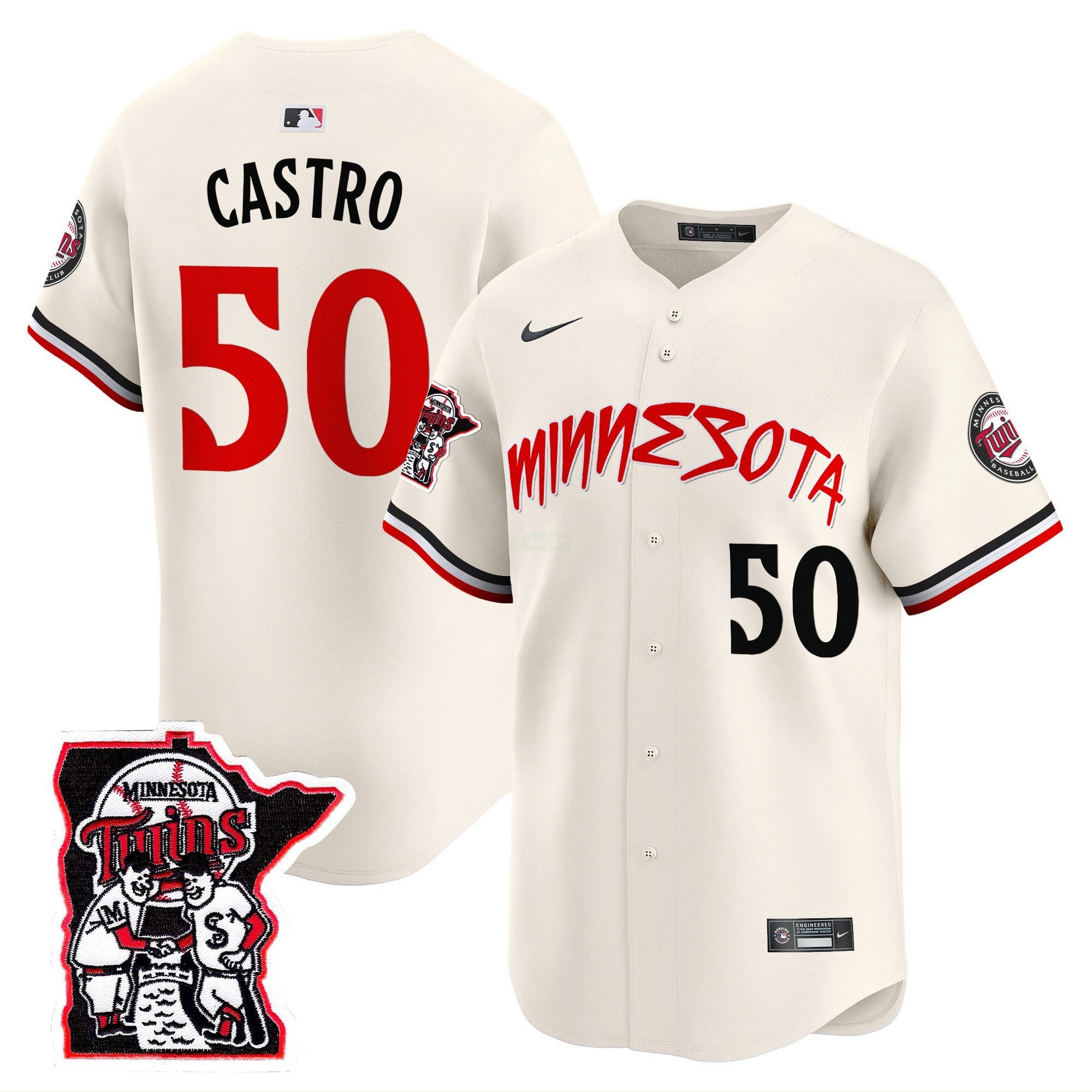 Camisa MLB Men’s Minnesota Shaking Hands Patch Vapor Premier Limited Jersey