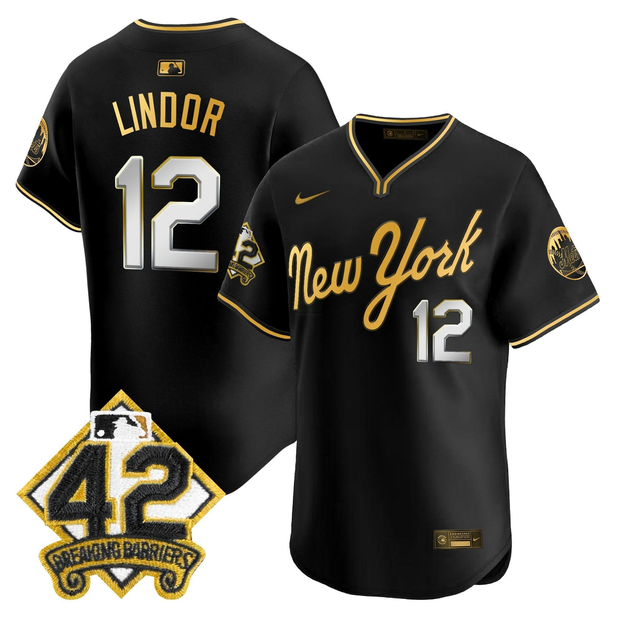 Camisa MLB Men’s New York 2025 Jackie Robinson Patch Road Alternativa Jersey