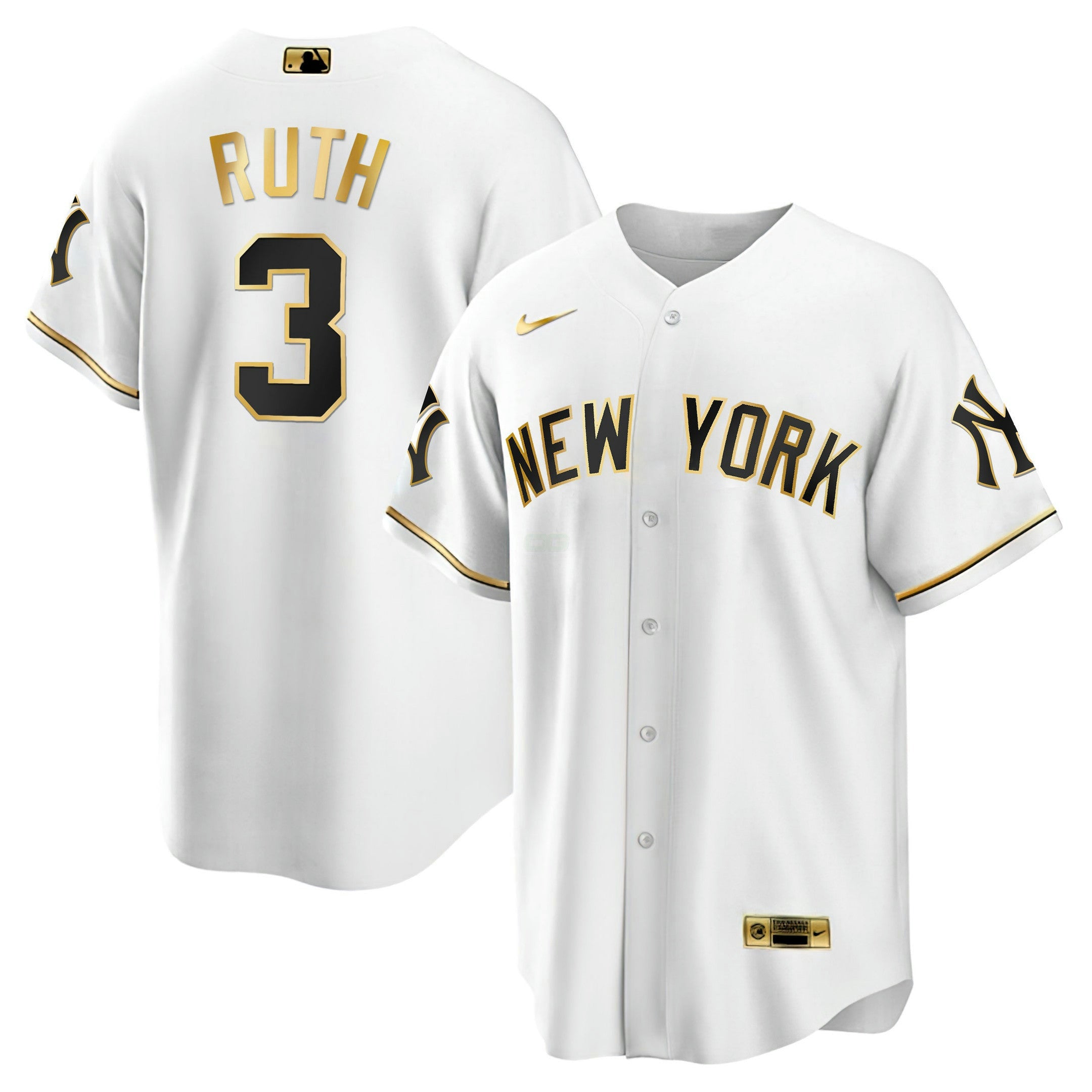 Camisa MLB Men’s New York Branca Dourada & Preta Dourada Jersey