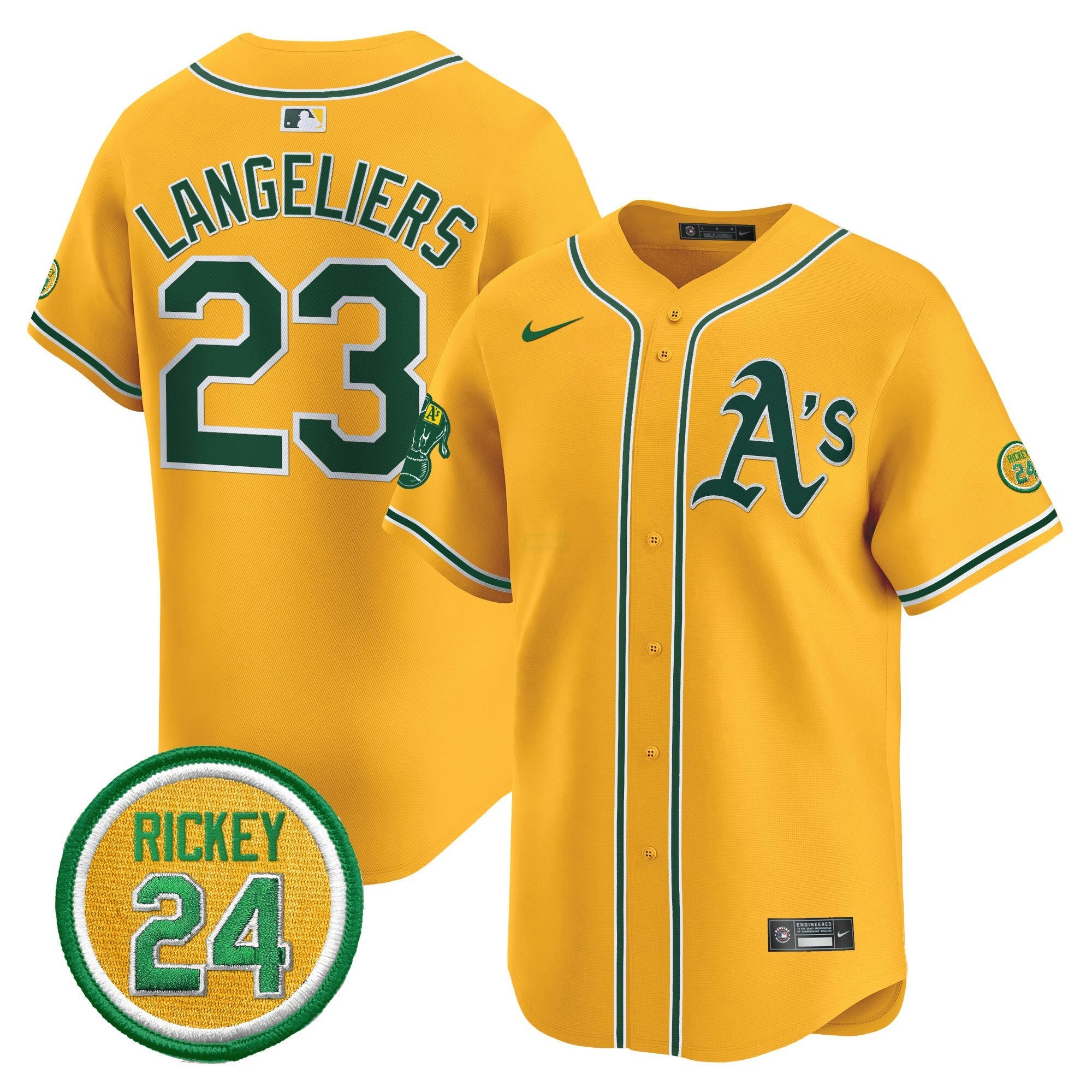 Camisa MLB Men’s Oakland Rickey Henderson Patch Vapor Premier Limited Jersey