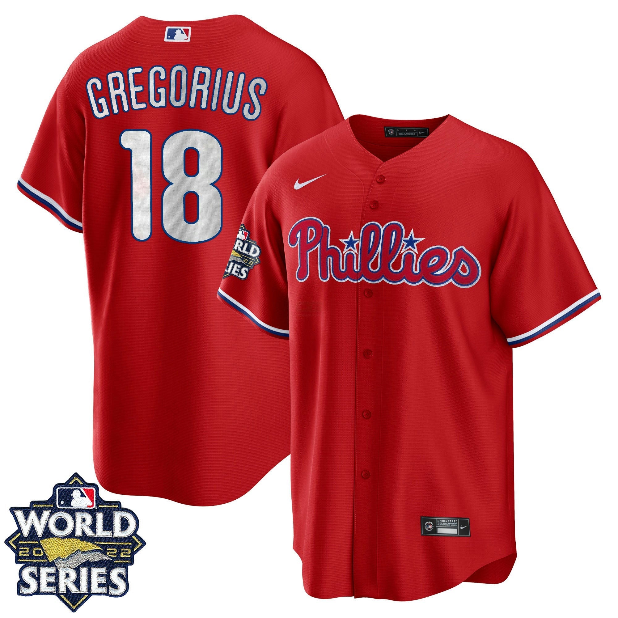 Camisa MLB Men’s Philadelphia 2022 World Series Vermelha Alternativa Player Jersey