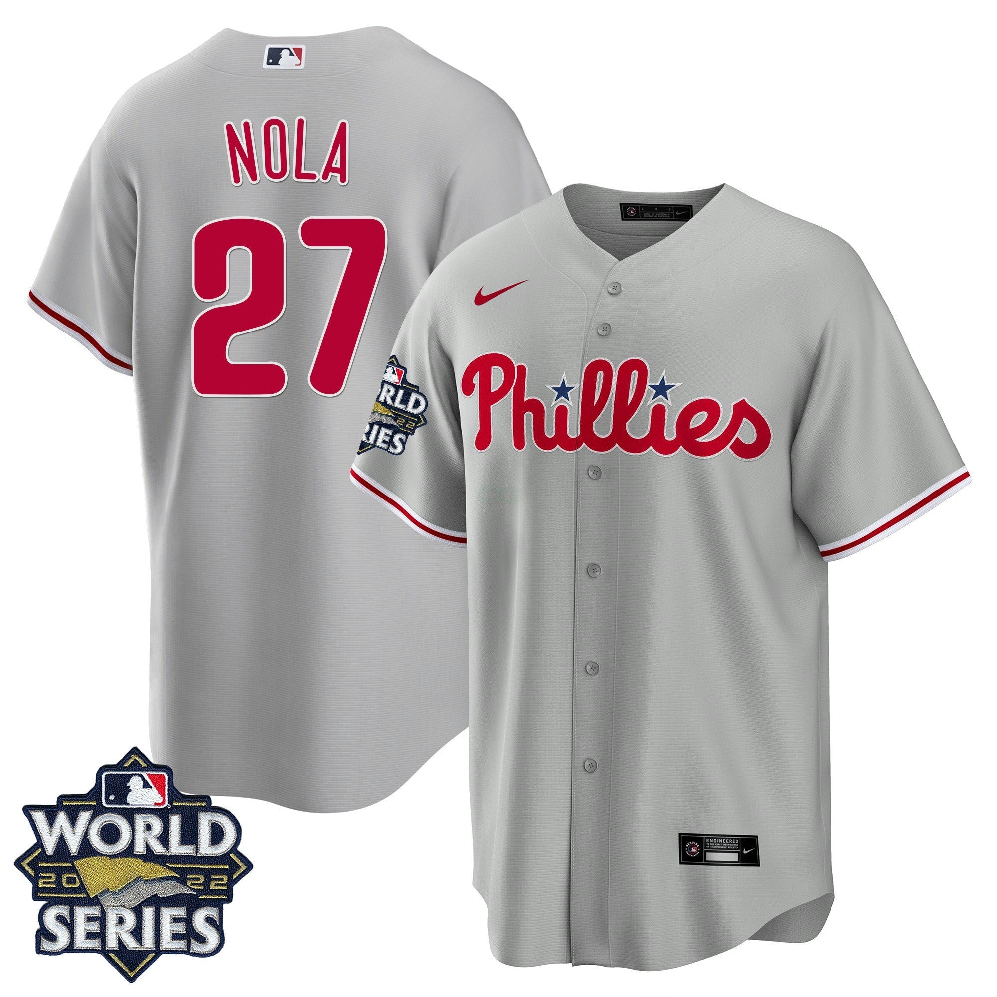 Camisa MLB Men’s Philadelphia Gray Road 2022 World Series Jersey