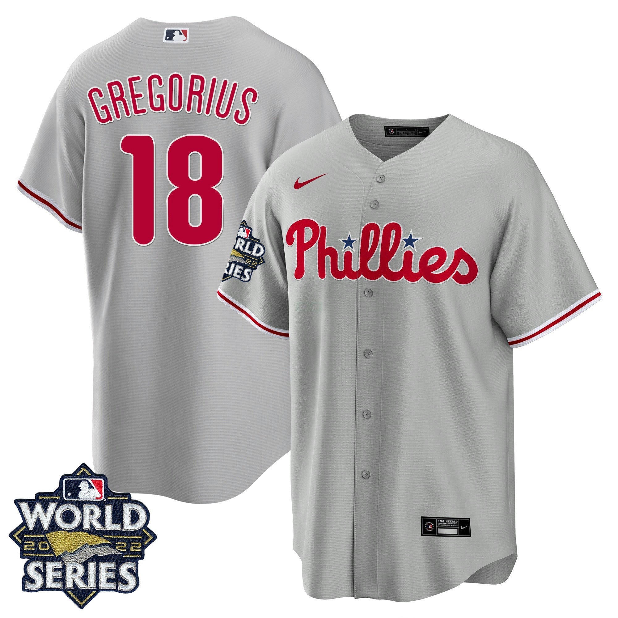 Camisa MLB Men’s Philadelphia Gray Road 2022 World Series Jersey