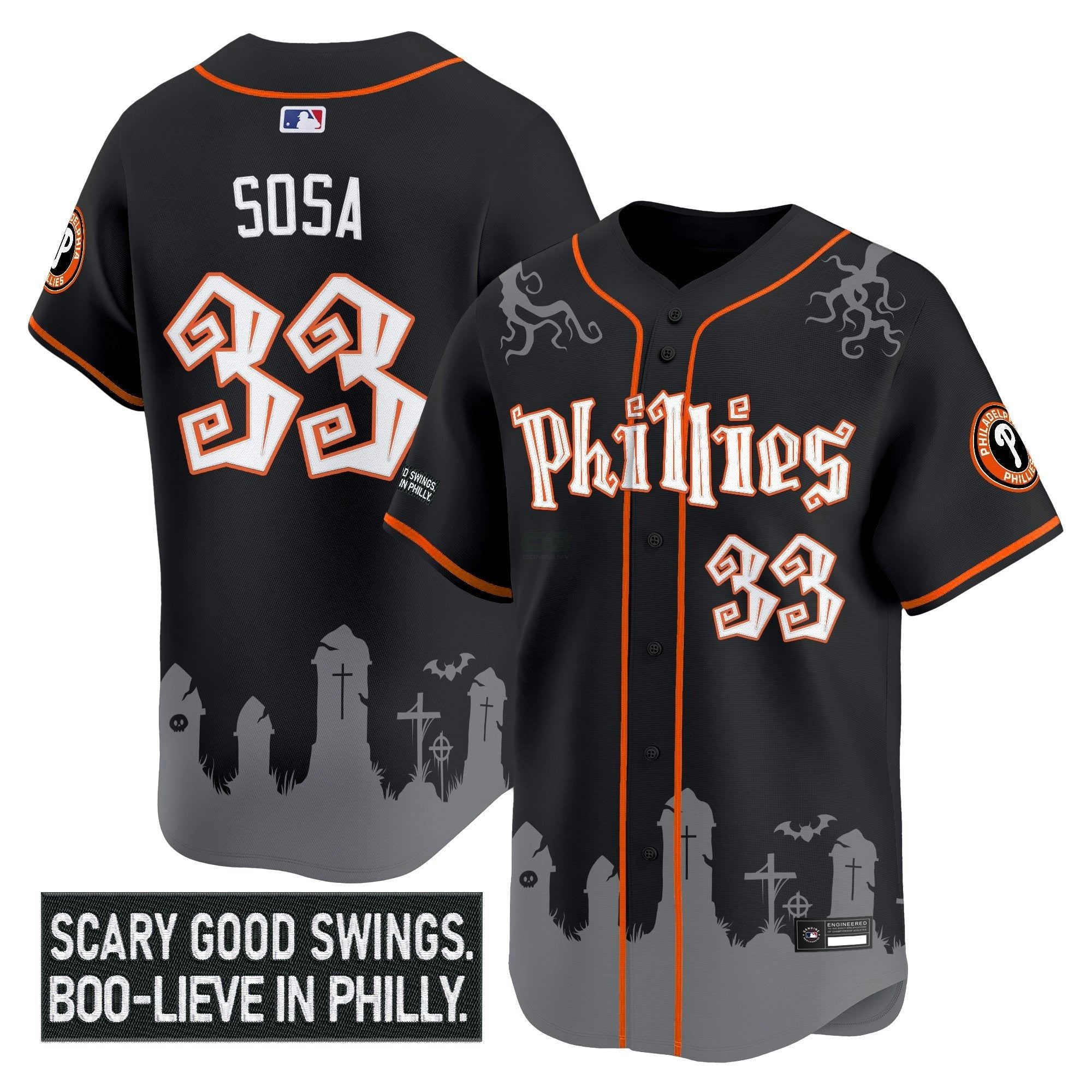 Camisa MLB Men’s Philadelphia ‘Halloween Spooky Edition’ Premier Limited Jersey – Stitched