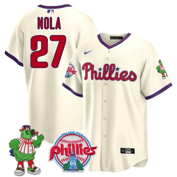 Camisa MLB Men’s Philadelphia Phillie Phanatic Patch Cool Base Jersey