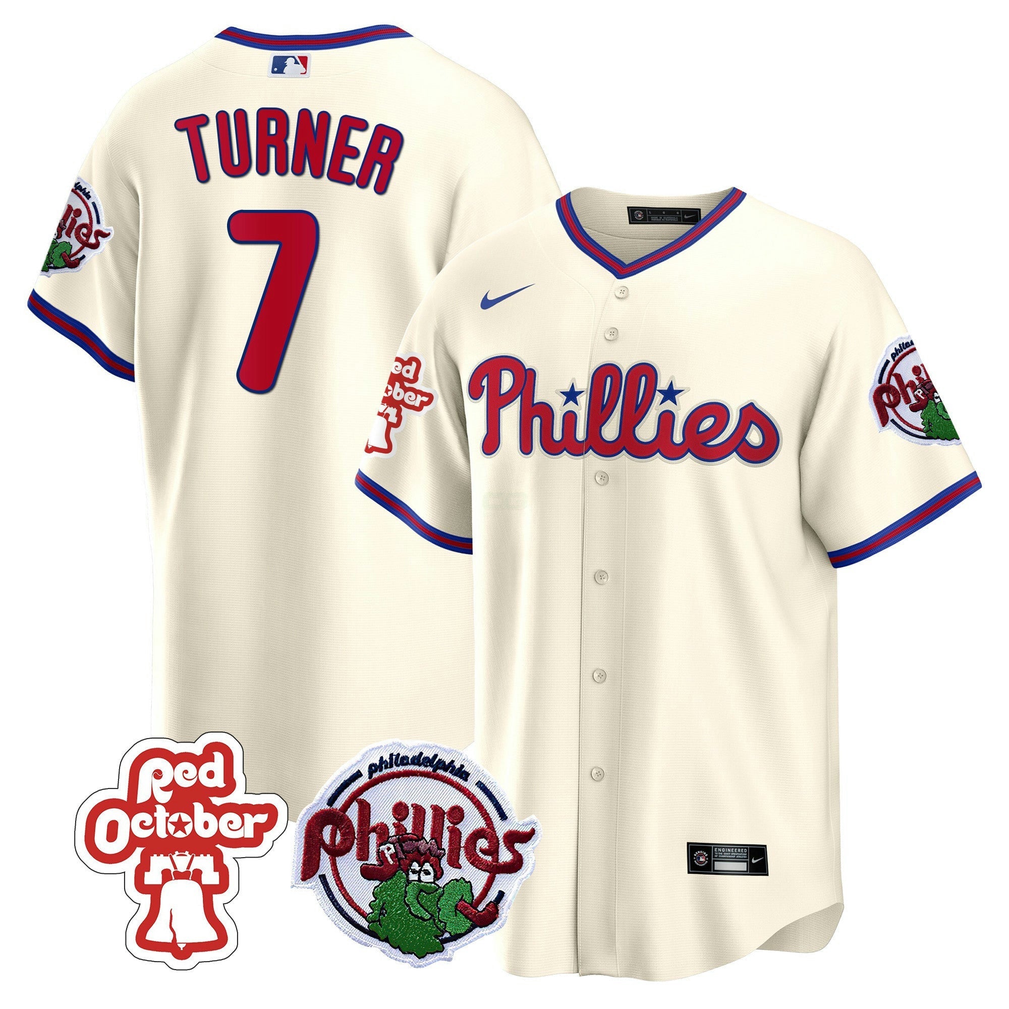 Camisa MLB Men’s Philadelphia Red October Patch Cool Base Jersey