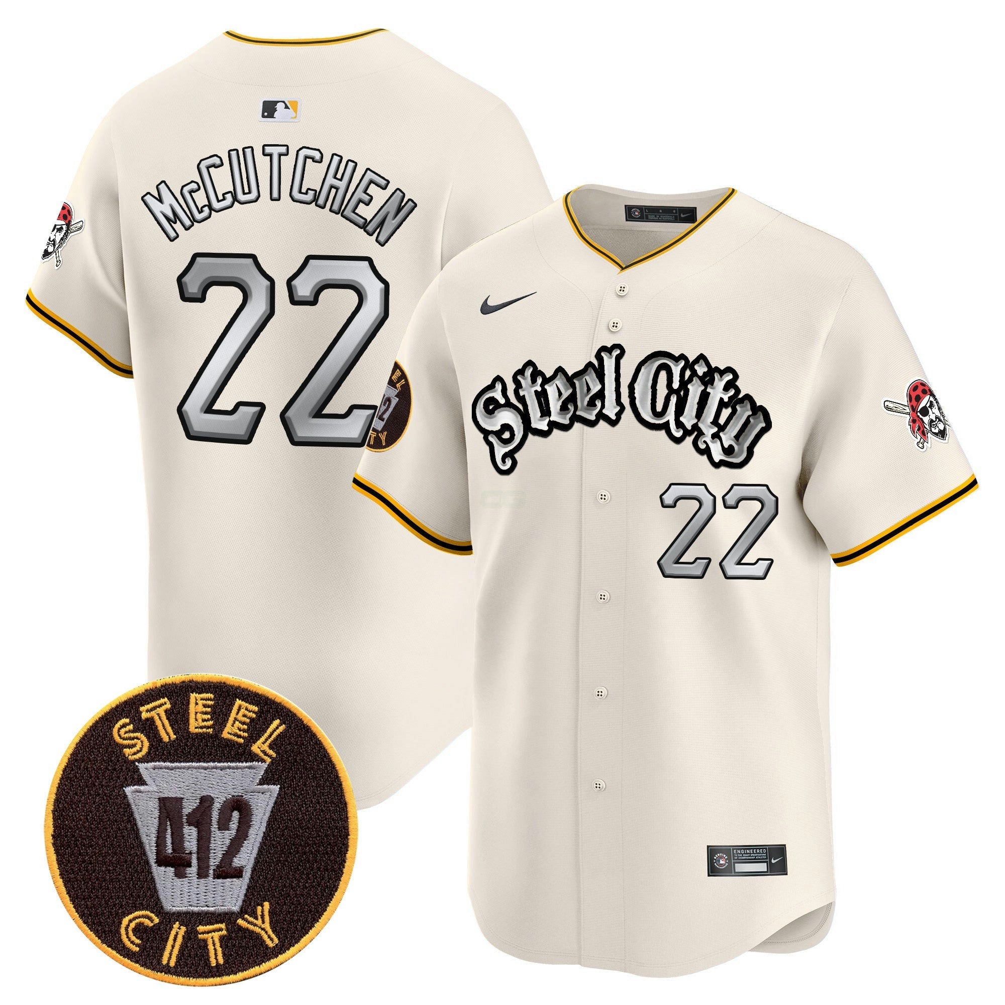 Camisa MLB Men’s Pittsburgh 412 Patch Vapor Premier Limited Jersey V2
