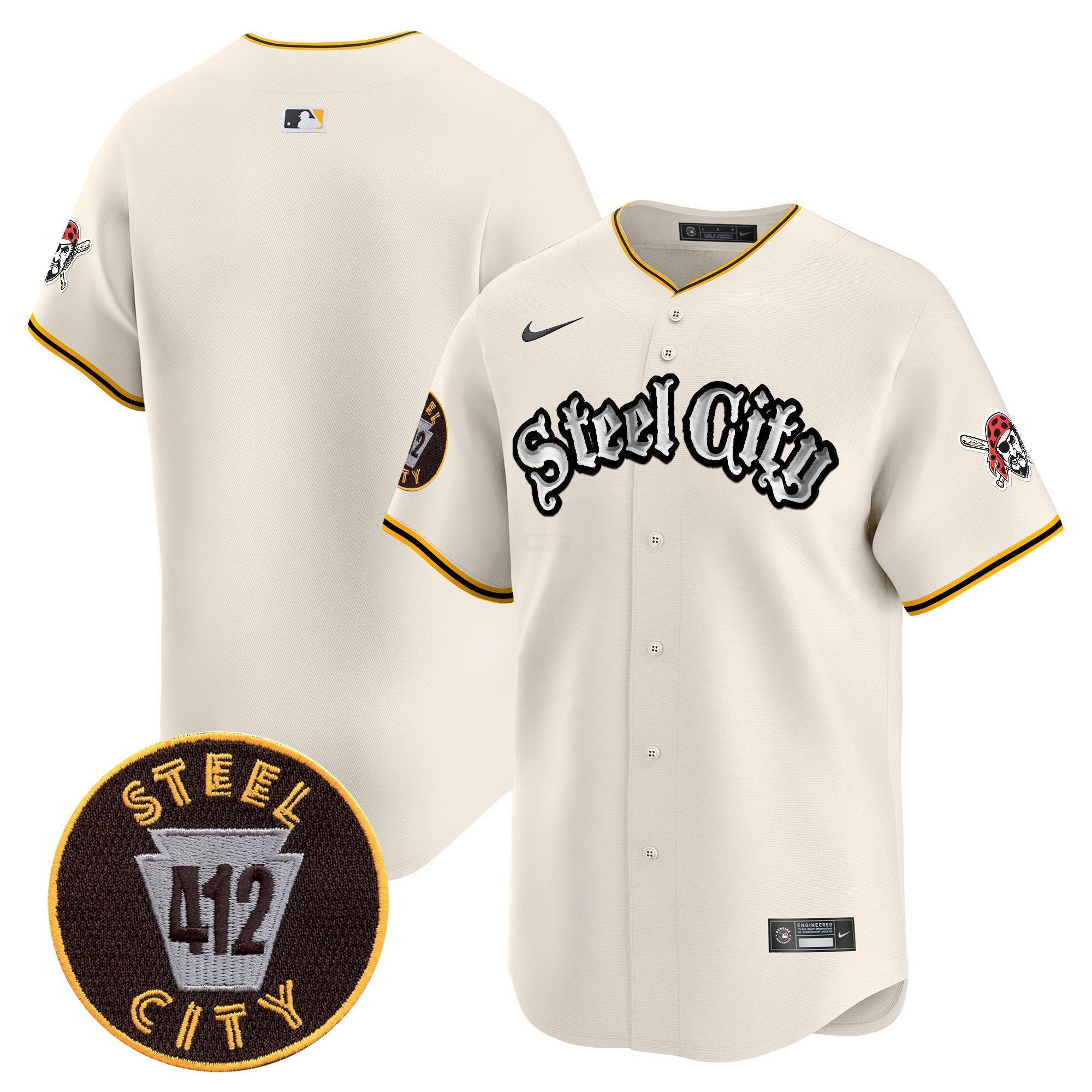 Camisa MLB Men’s Pittsburgh 412 Patch Vapor Premier Limited Jersey V2