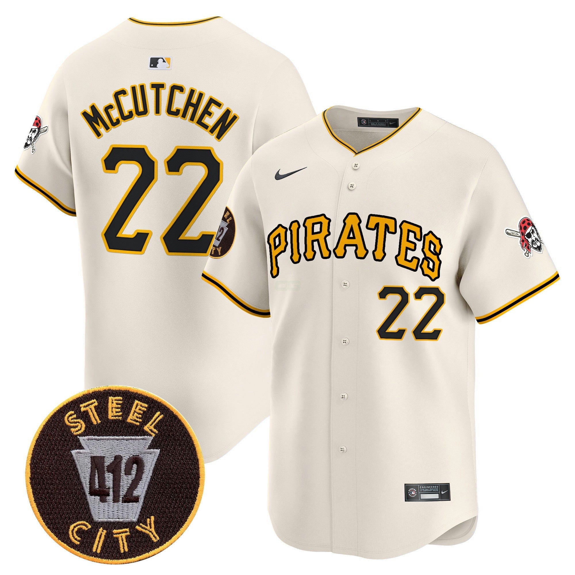 Camisa MLB Men’s Pittsburgh 412 Patch Vapor Premier Limited Jersey V3