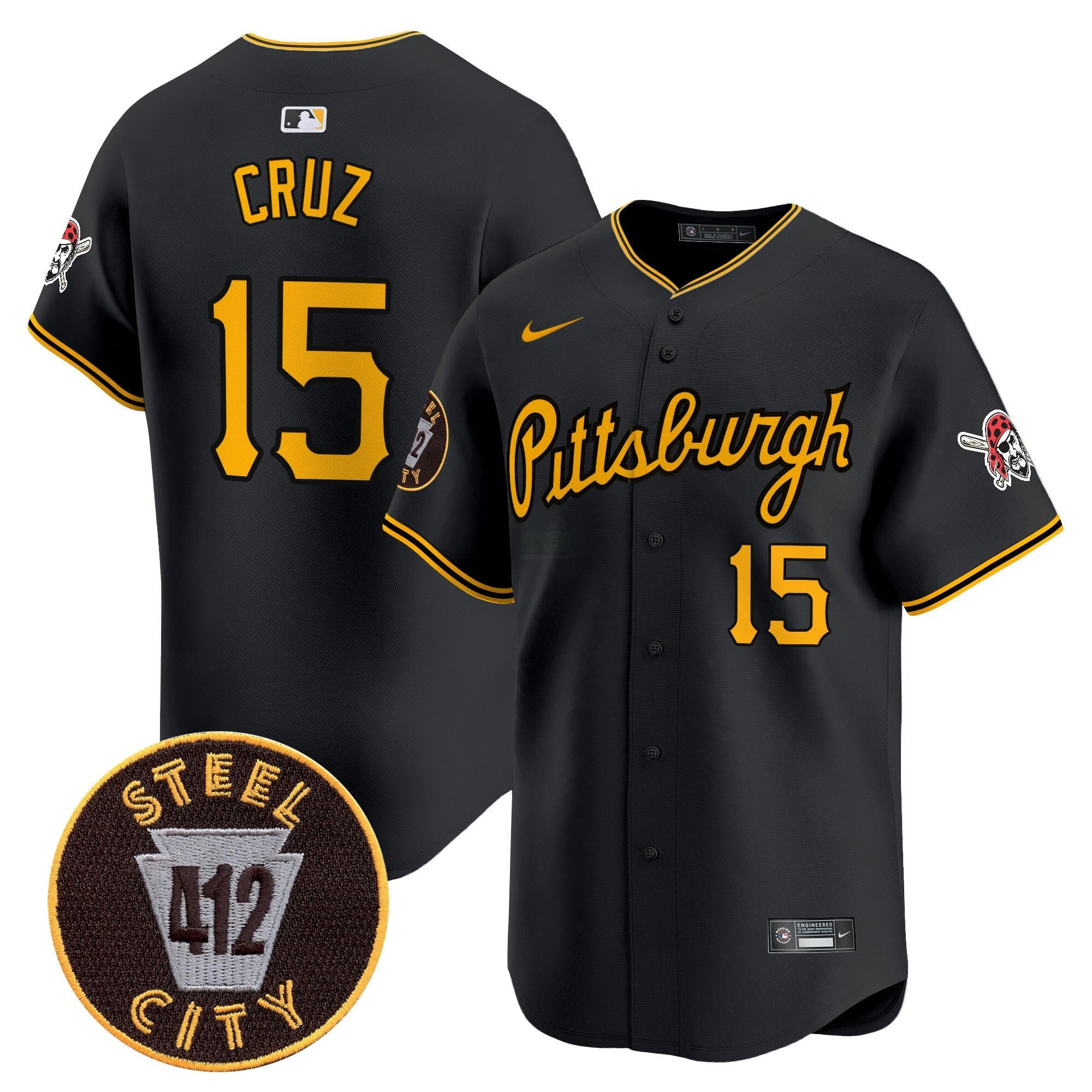 Camisa MLB Men’s Pittsburgh 412 Patch Vapor Premier Limited Jersey V4