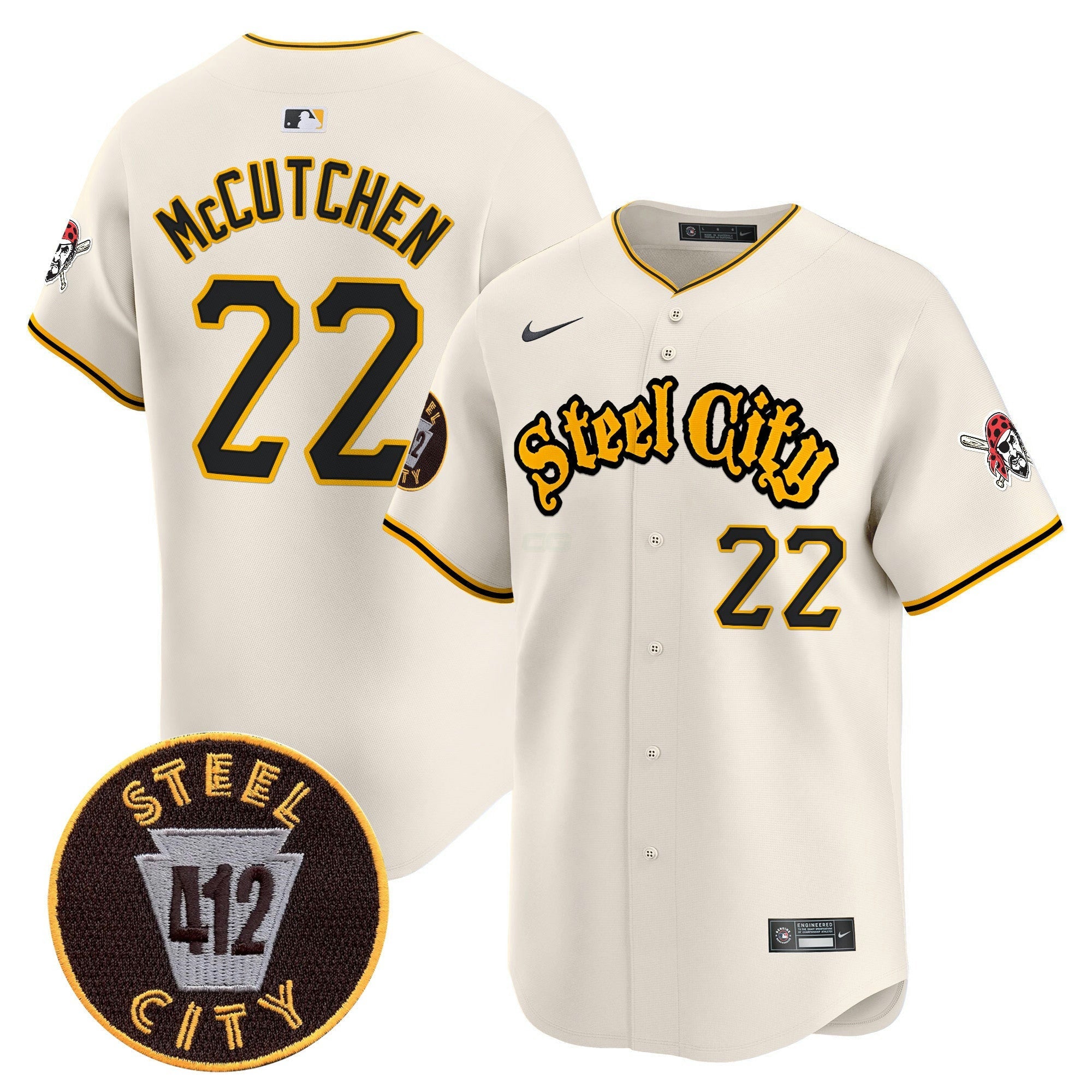 Camisa MLB Men’s Pittsburgh 412 Patch Vapor Premier Limited Jersey V5