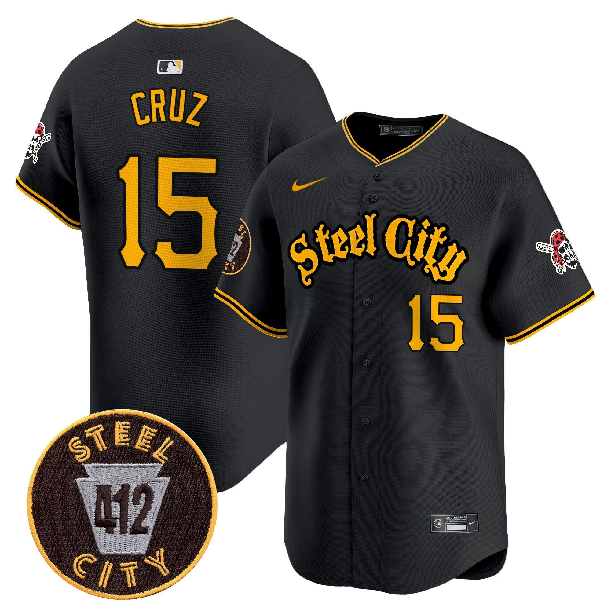 Camisa MLB Men’s Pittsburgh 412 Patch Vapor Premier Limited Jersey V5