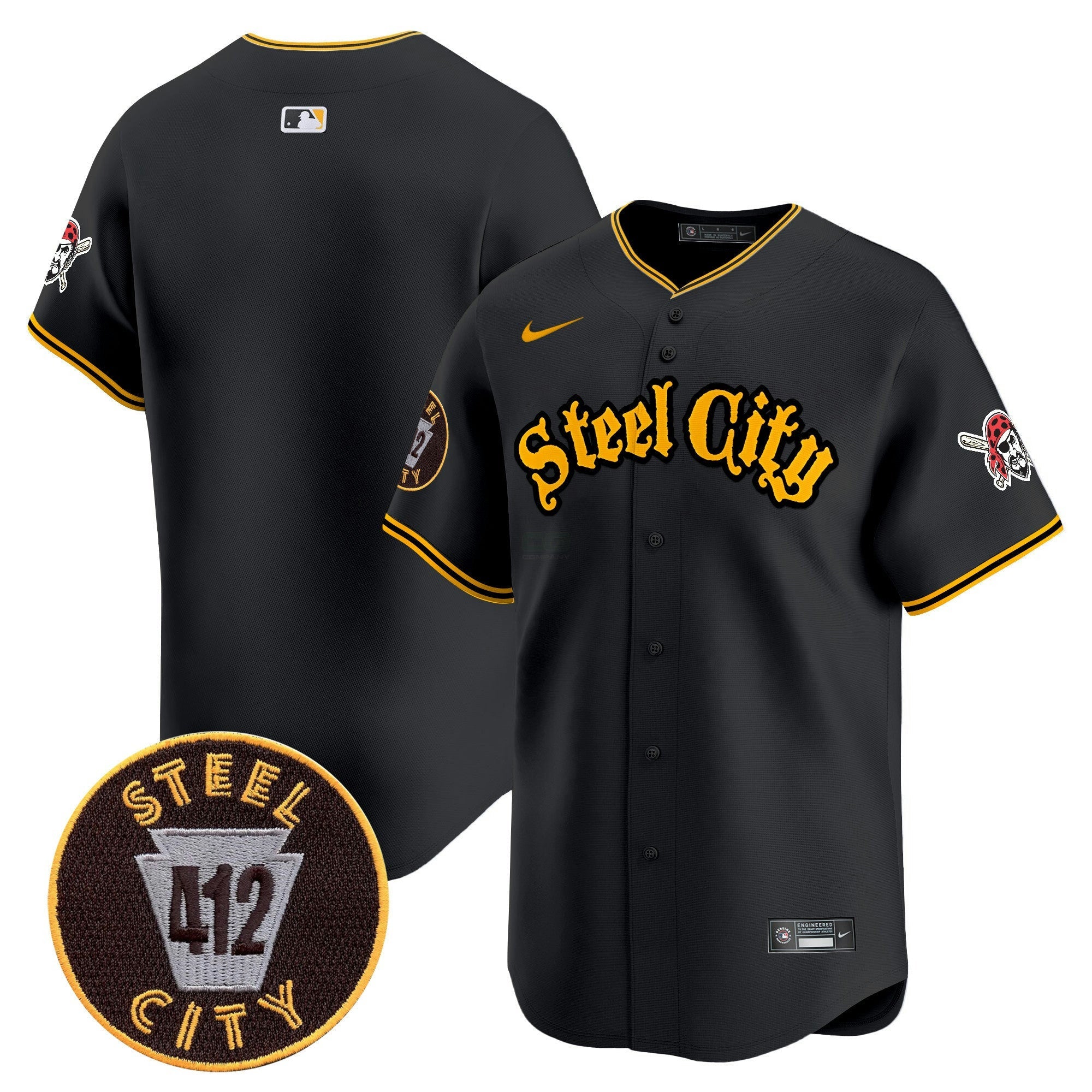 Camisa MLB Men’s Pittsburgh 412 Patch Vapor Premier Limited Jersey V5