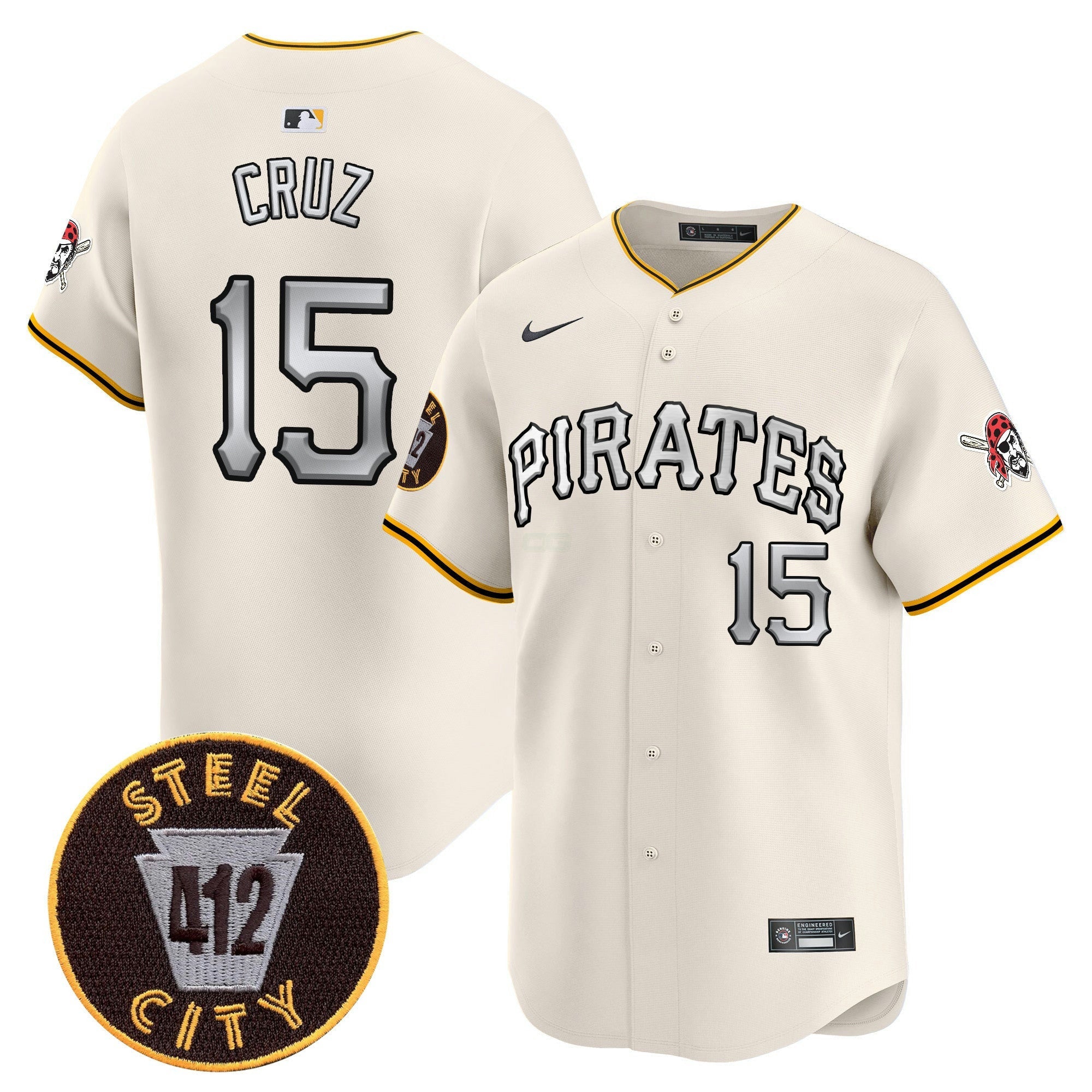 Camisa MLB Men’s Pittsburgh 412 Patch Vapor Premier Limited Jersey V6