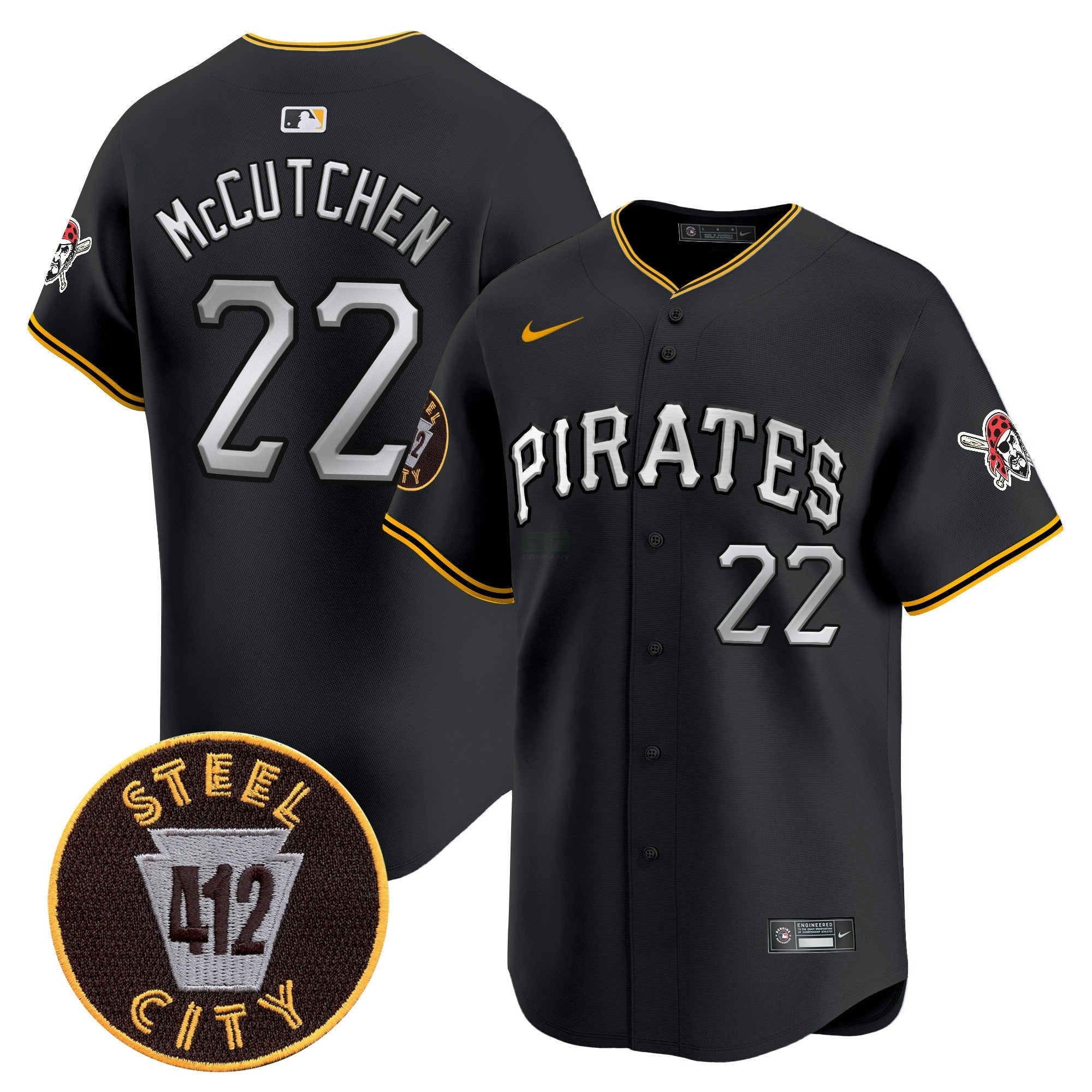 Camisa MLB Men’s Pittsburgh 412 Patch Vapor Premier Limited Jersey V6