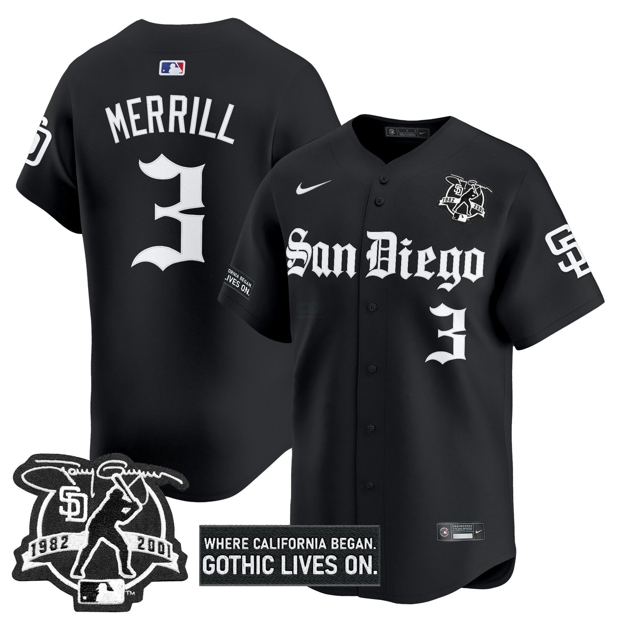 Camisa MLB Men’s San Diego ‘Gothic Edition’ Vapor Premier Limited Jersey