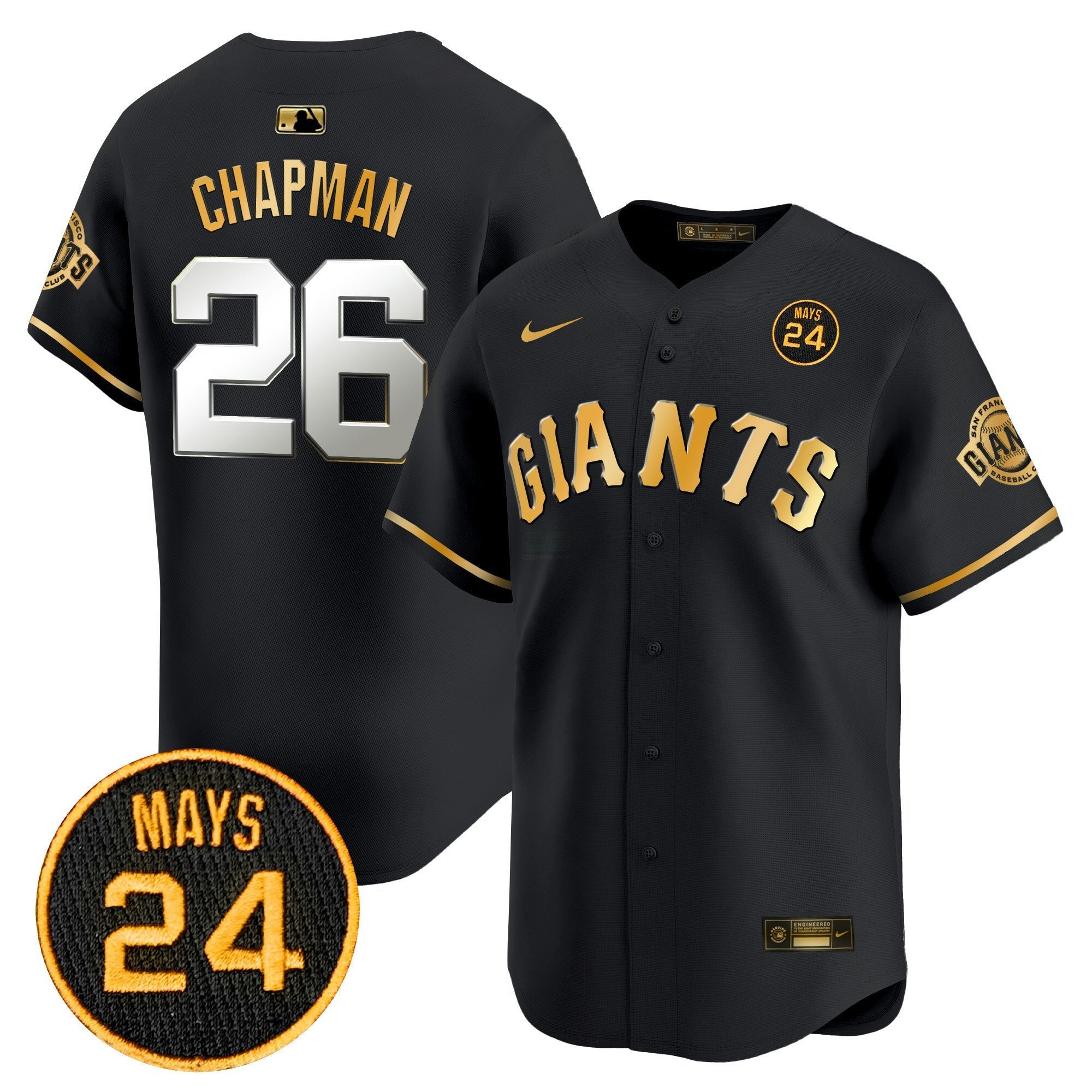 Camisa MLB Men’s San Francisco 2024 Willie Mays Patch Vapor Premier Limited Jersey V3