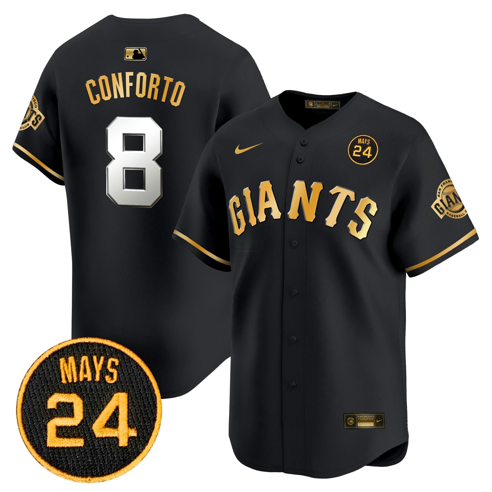 Camisa MLB Men’s San Francisco 2024 Willie Mays Patch Vapor Premier Limited Jersey V3