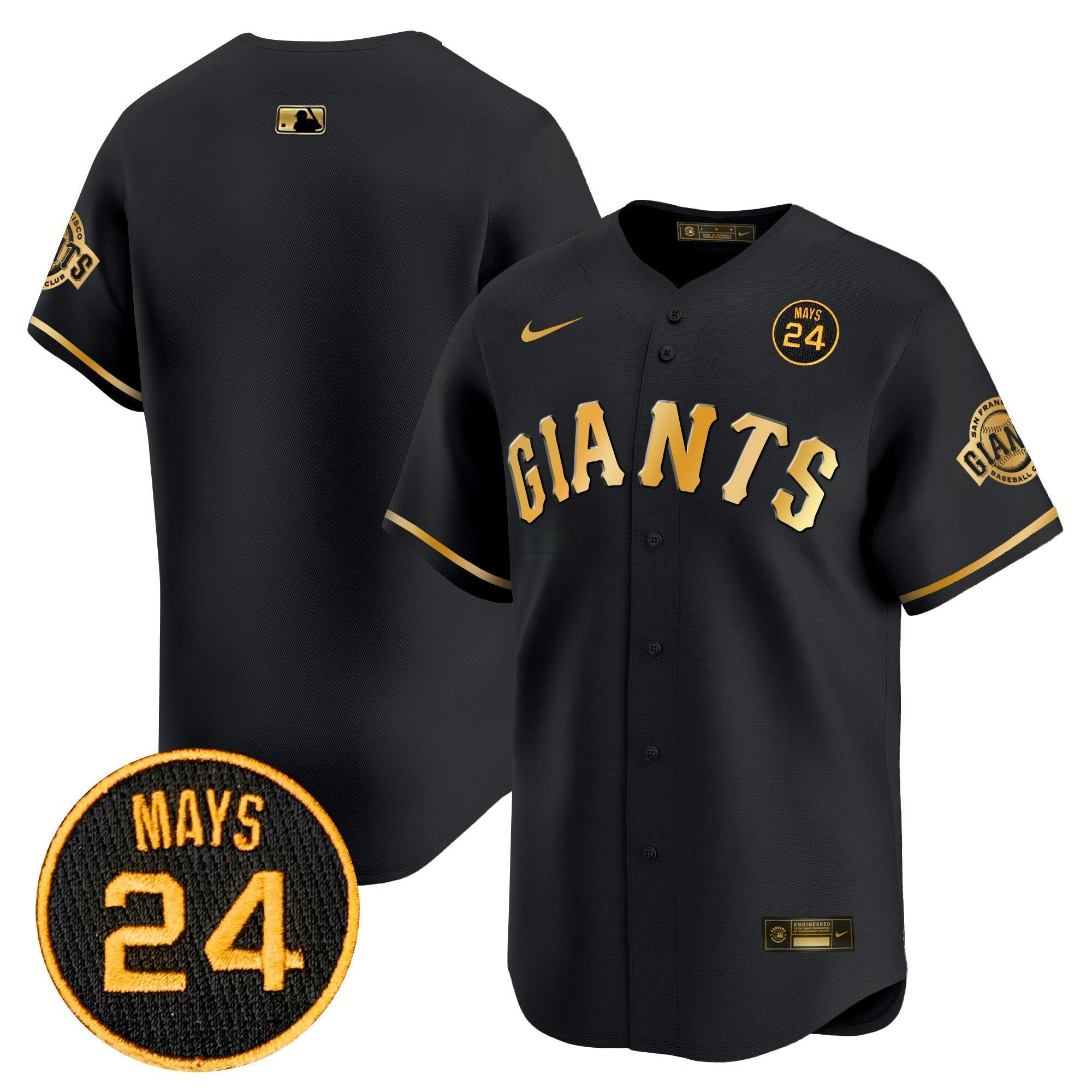 Camisa MLB Men’s San Francisco 2024 Willie Mays Patch Vapor Premier Limited Jersey V3