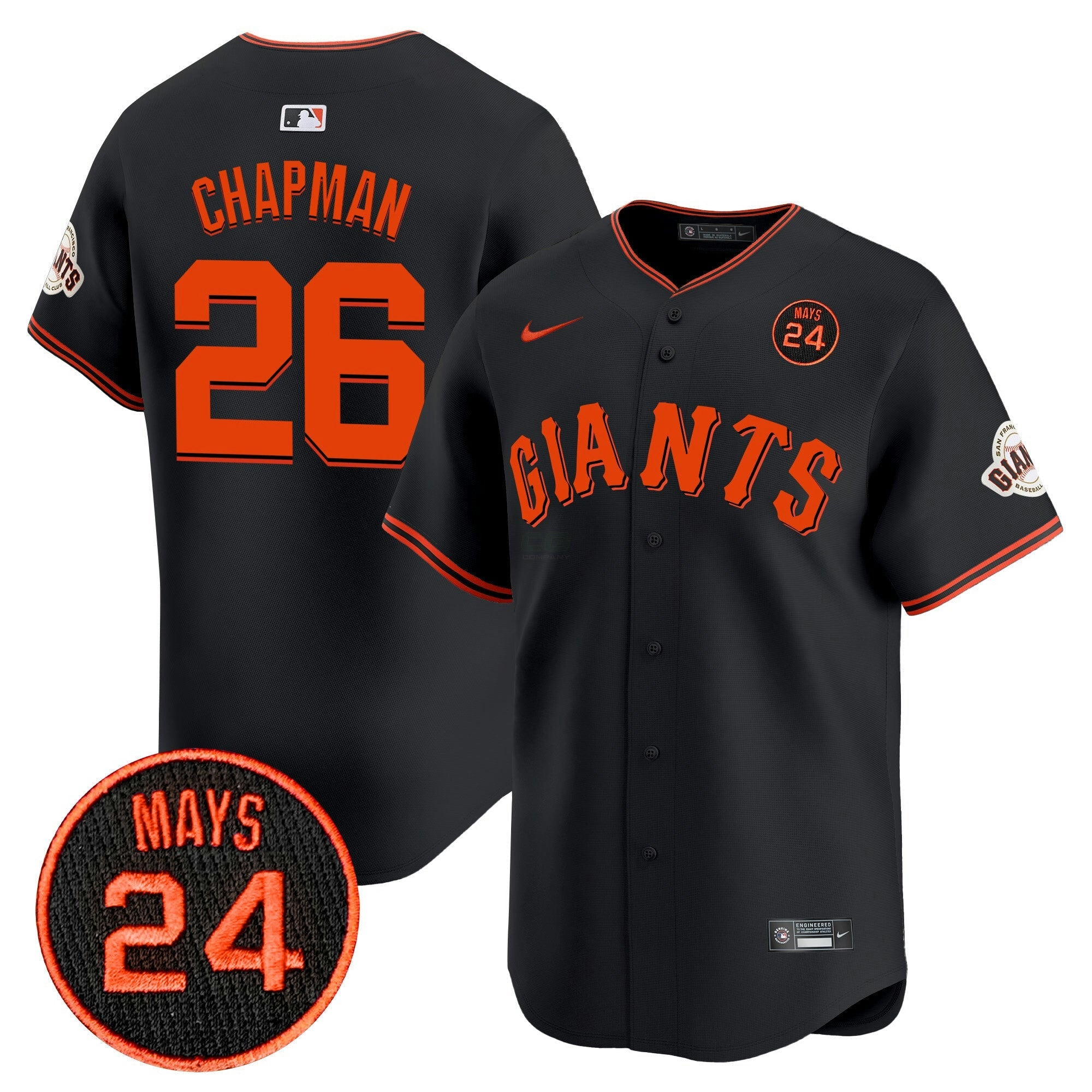 Camisa MLB Men’s San Francisco 2024 Willie Mays Patch Vapor Premier Limited Jersey V3