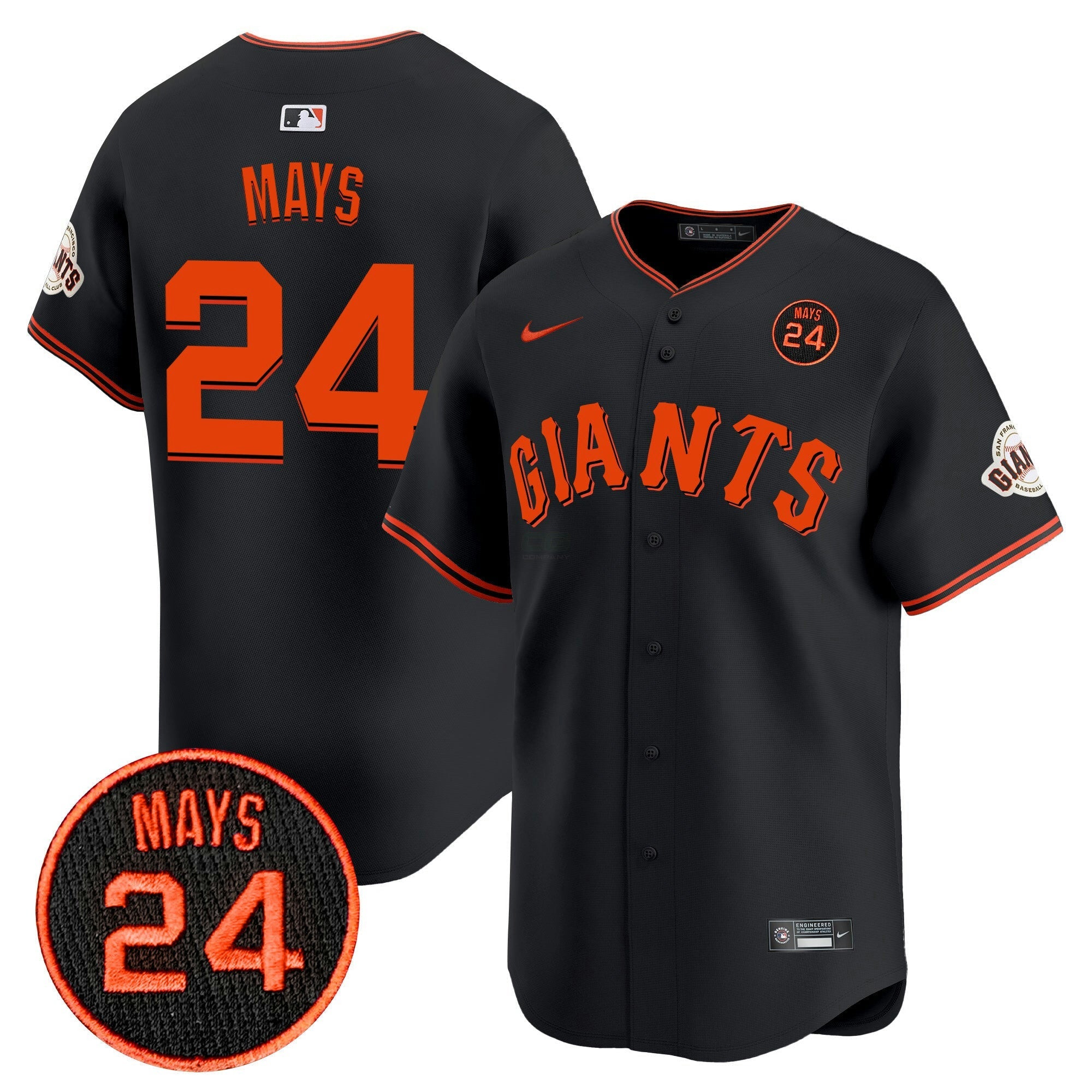 Camisa MLB Men’s San Francisco 2024 Willie Mays Patch Vapor Premier Limited Jersey V3
