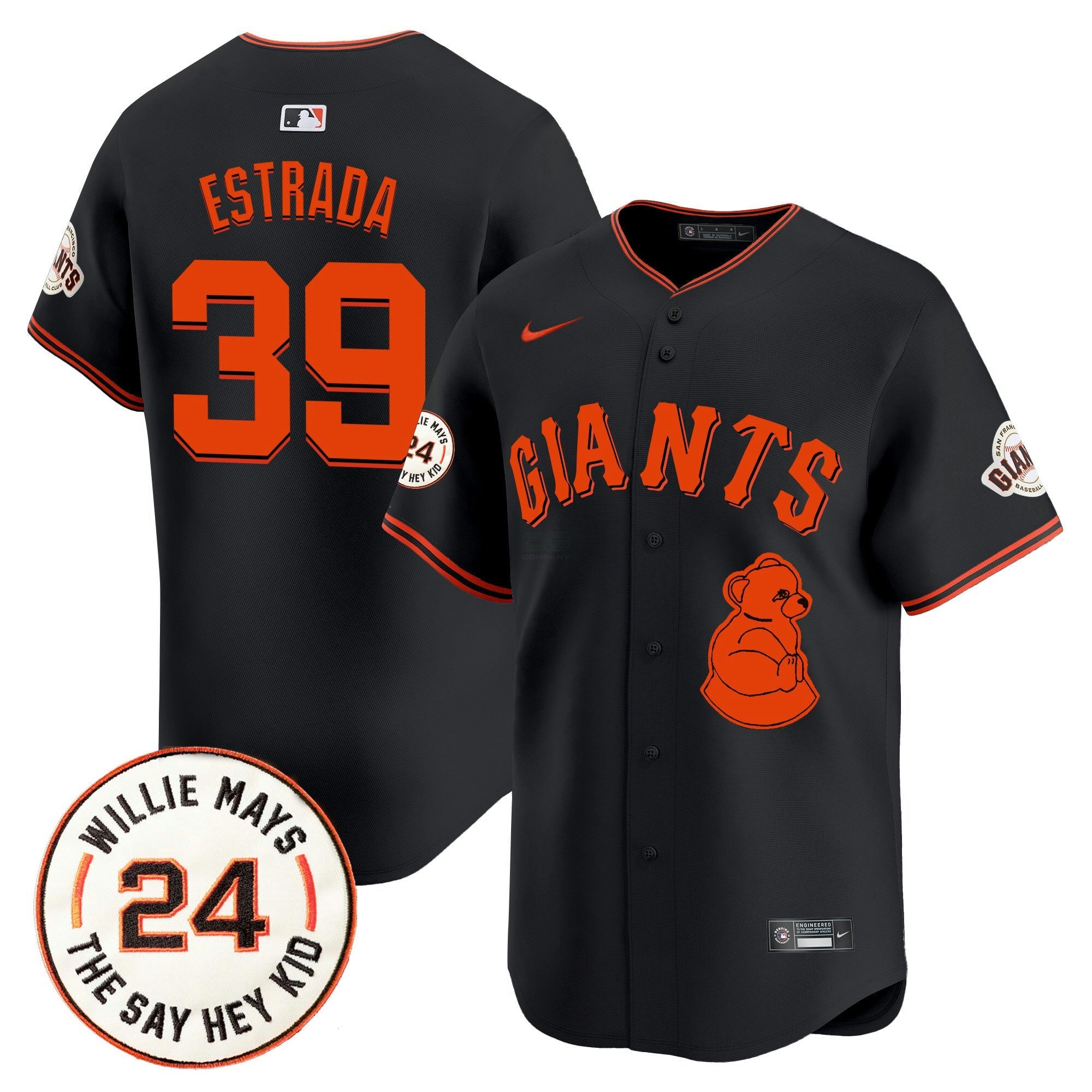 Camisa MLB Men’s San Francisco 2024 Willie Mays Patch Vapor Premier Limited Jersey V4