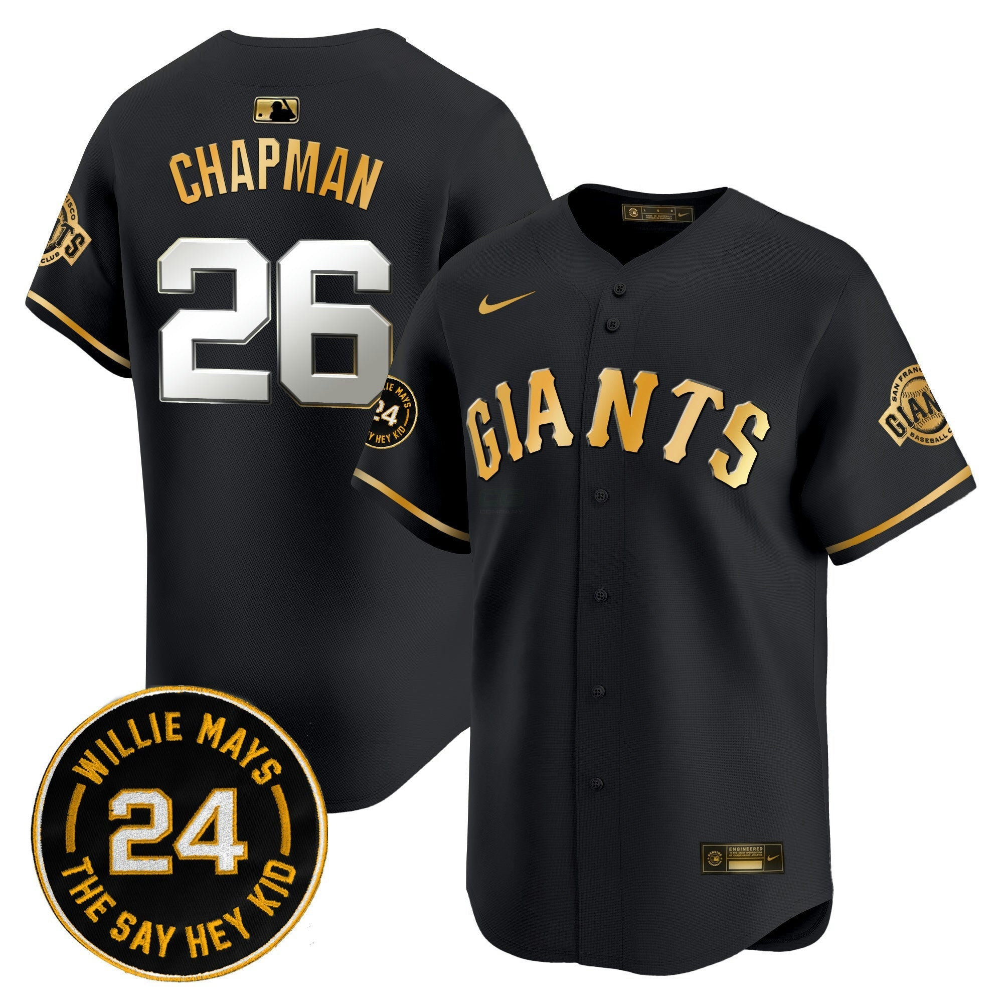Camisa MLB Men’s San Francisco 2024 Willie Mays Patch Vapor Premier Limited Jersey V6