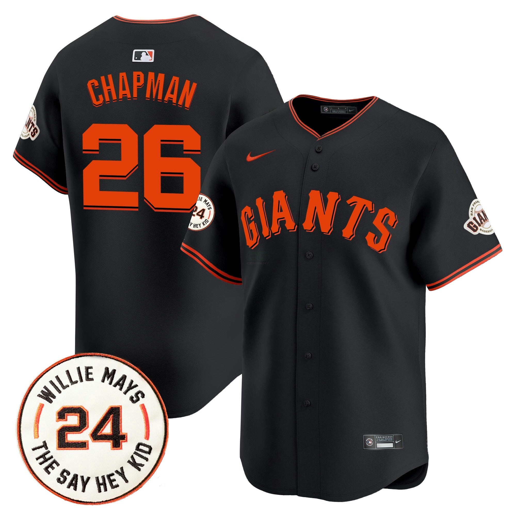 Camisa MLB Men’s San Francisco 2024 Willie Mays Patch Vapor Premier Limited Jersey V6