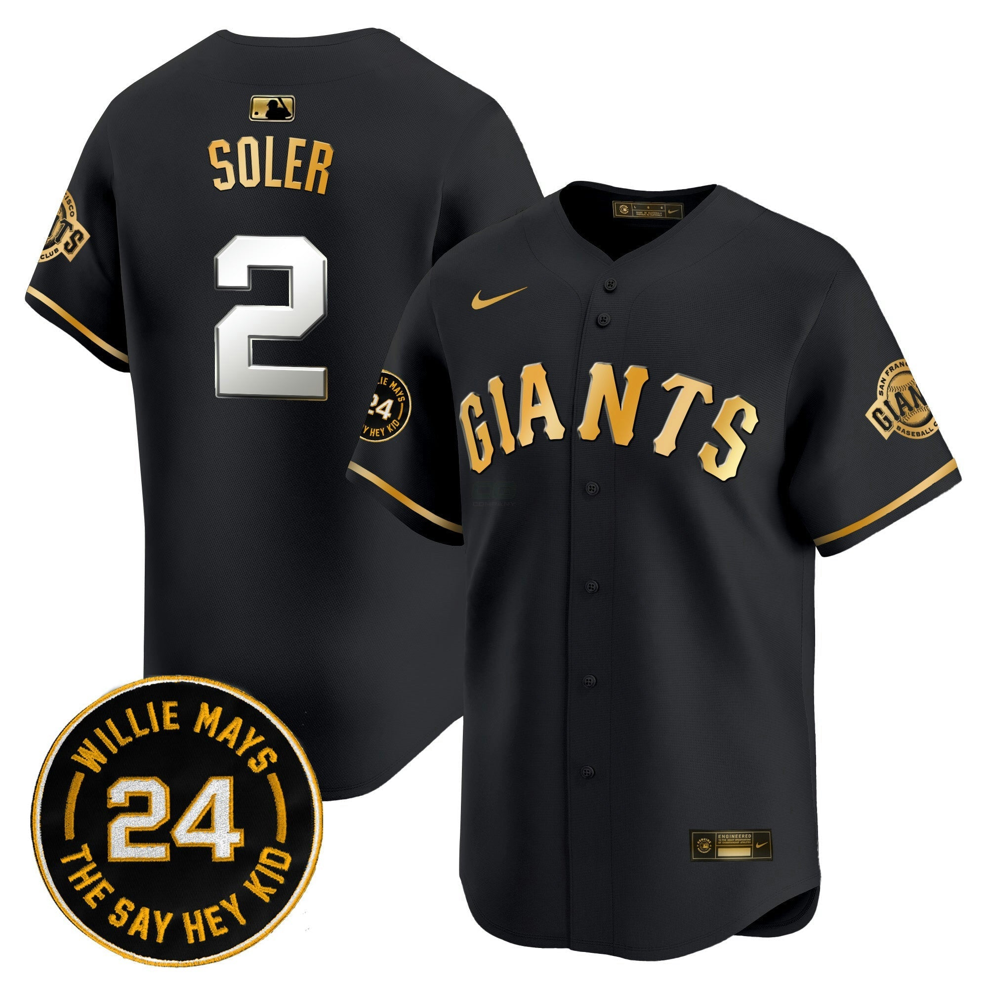 Camisa MLB Men’s San Francisco 2024 Willie Mays Patch Vapor Premier Limited Jersey V6