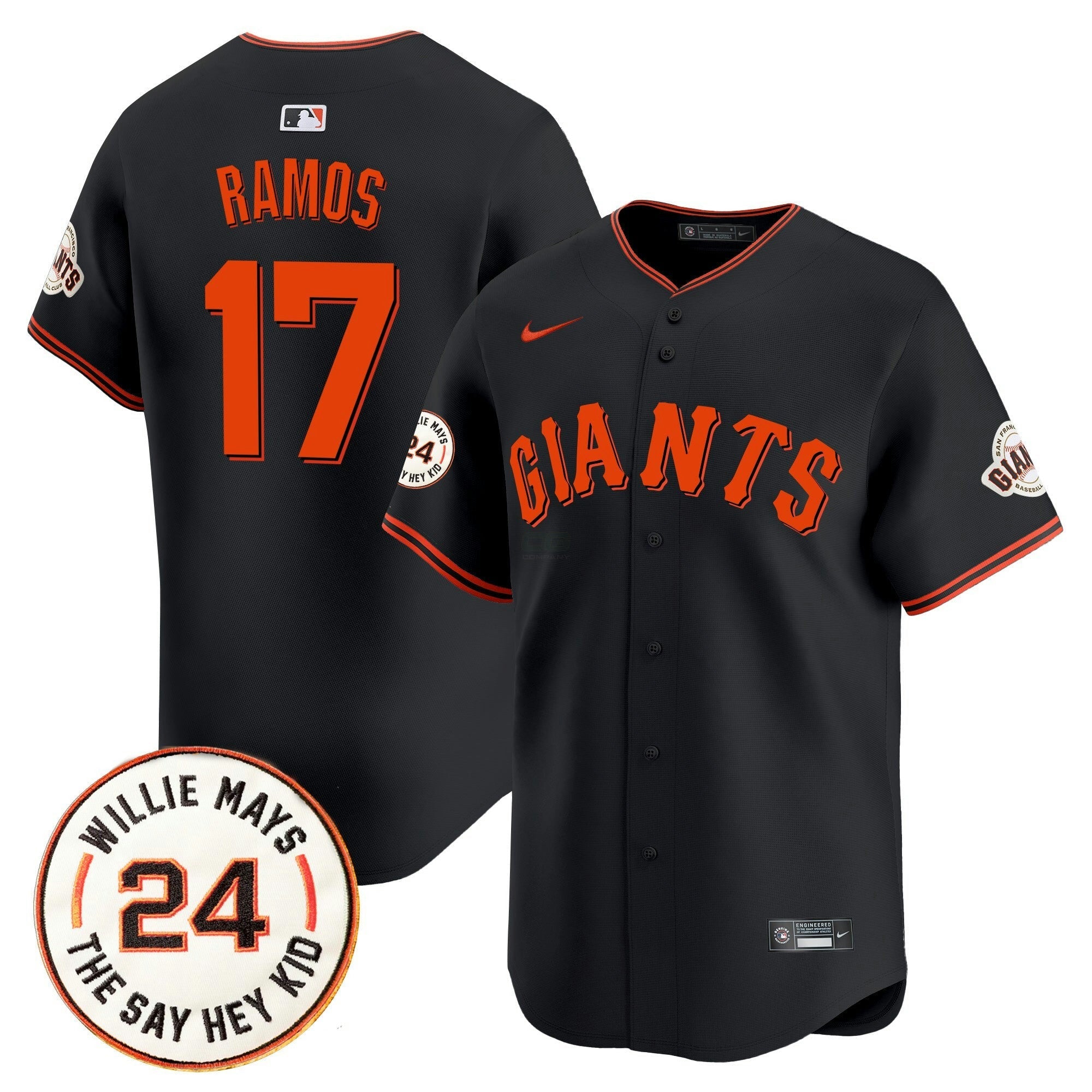 Camisa MLB Men’s San Francisco 2025 Willie Mays Patch Vapor Premier Limited Jersey