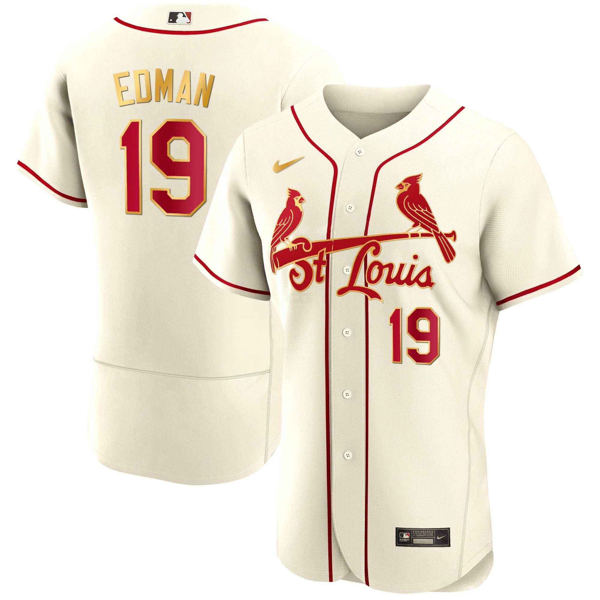 Camisa MLB Men’s St. Louis Flex Base Dourada Trim Jersey