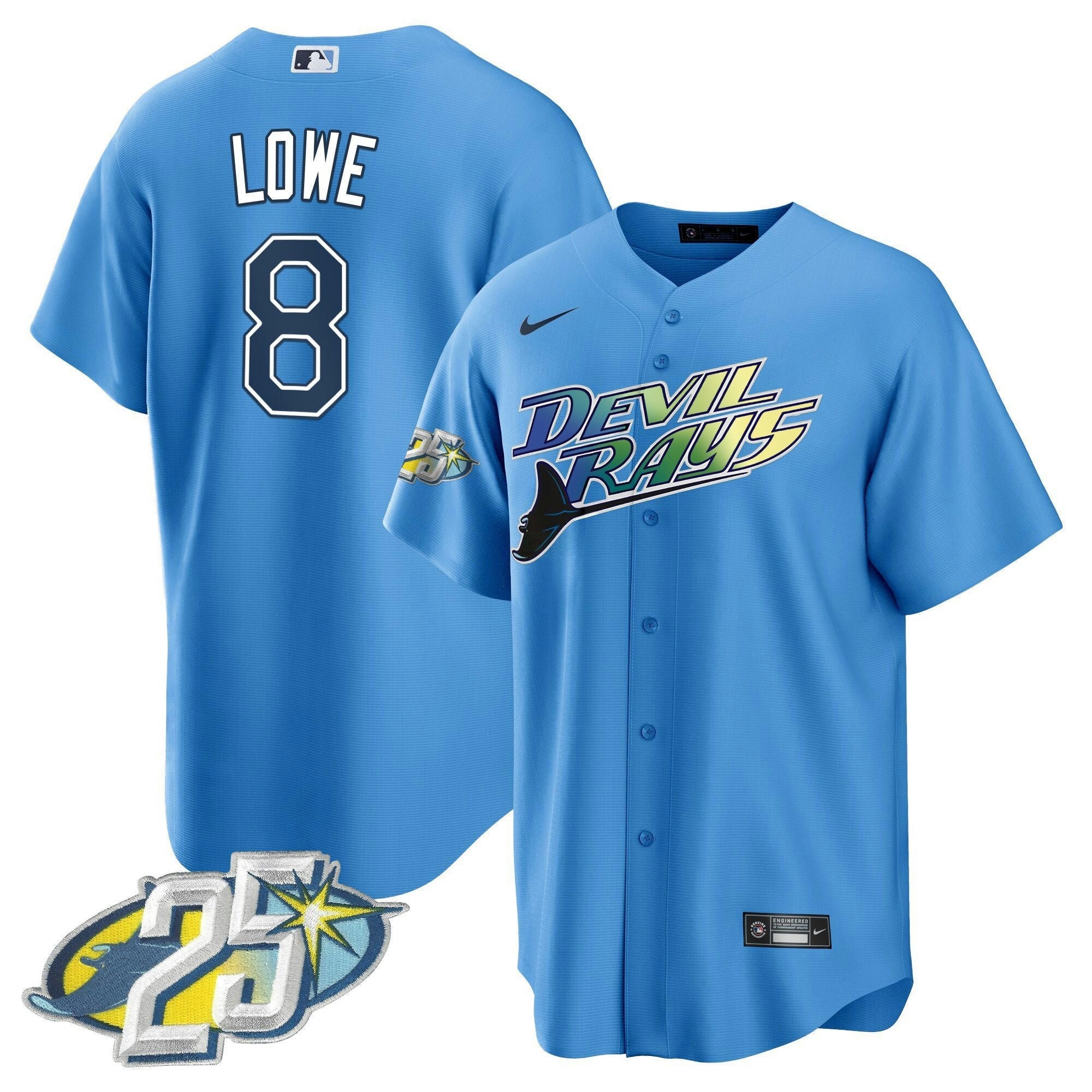 Camisa MLB Men’s Tampa Bay 25th Anniversary Patch Cool Base Jersey