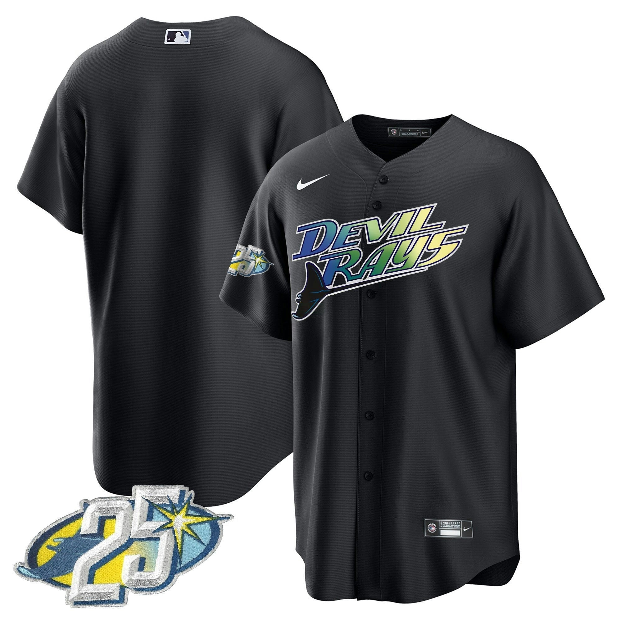 Camisa MLB Men’s Tampa Bay 25th Anniversary Patch Cool Base Jersey