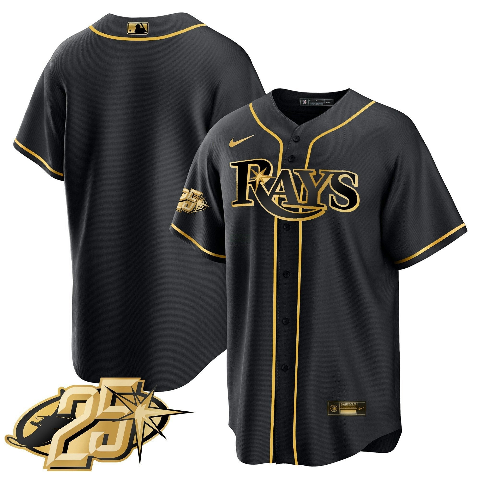 Camisa MLB Men’s Tampa Bay 25th Anniversary Patch Cool Base V2 Jersey