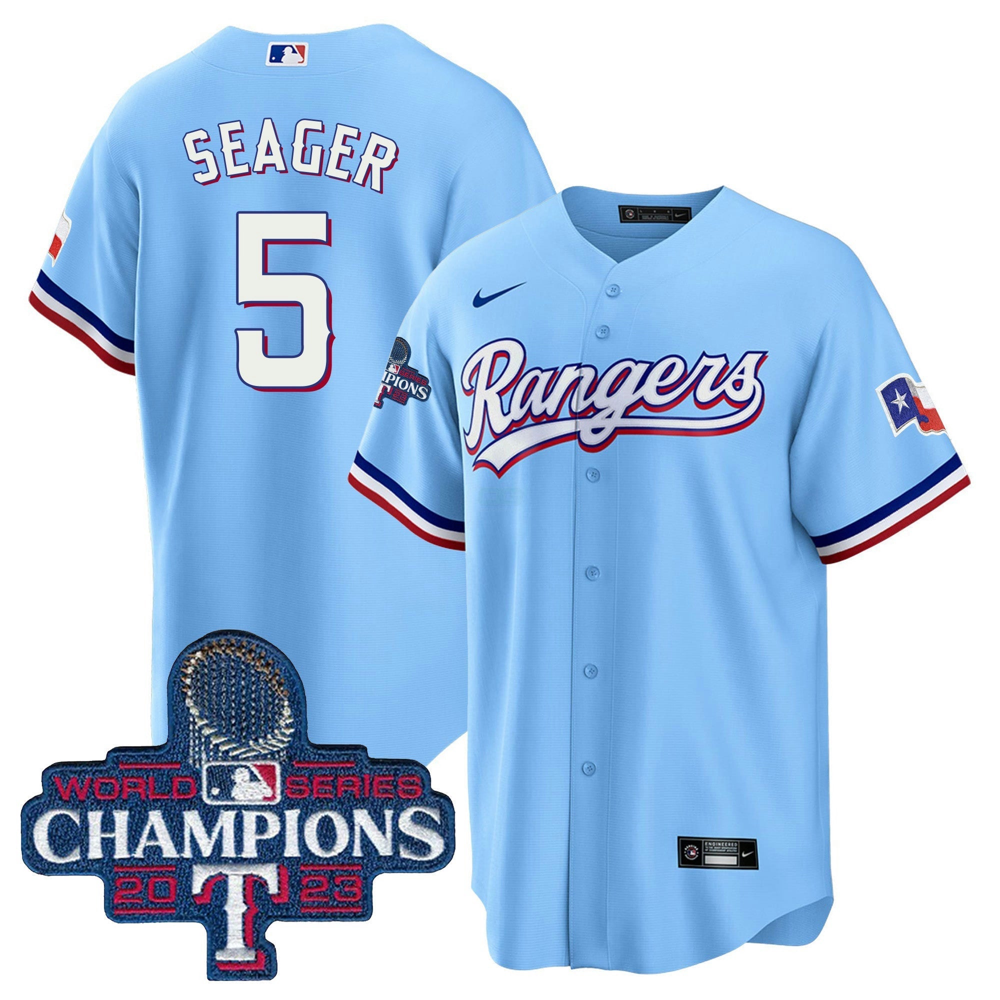 Camisa MLB Men’s Texas 2023 World Series Champions Cool Base Jersey V3