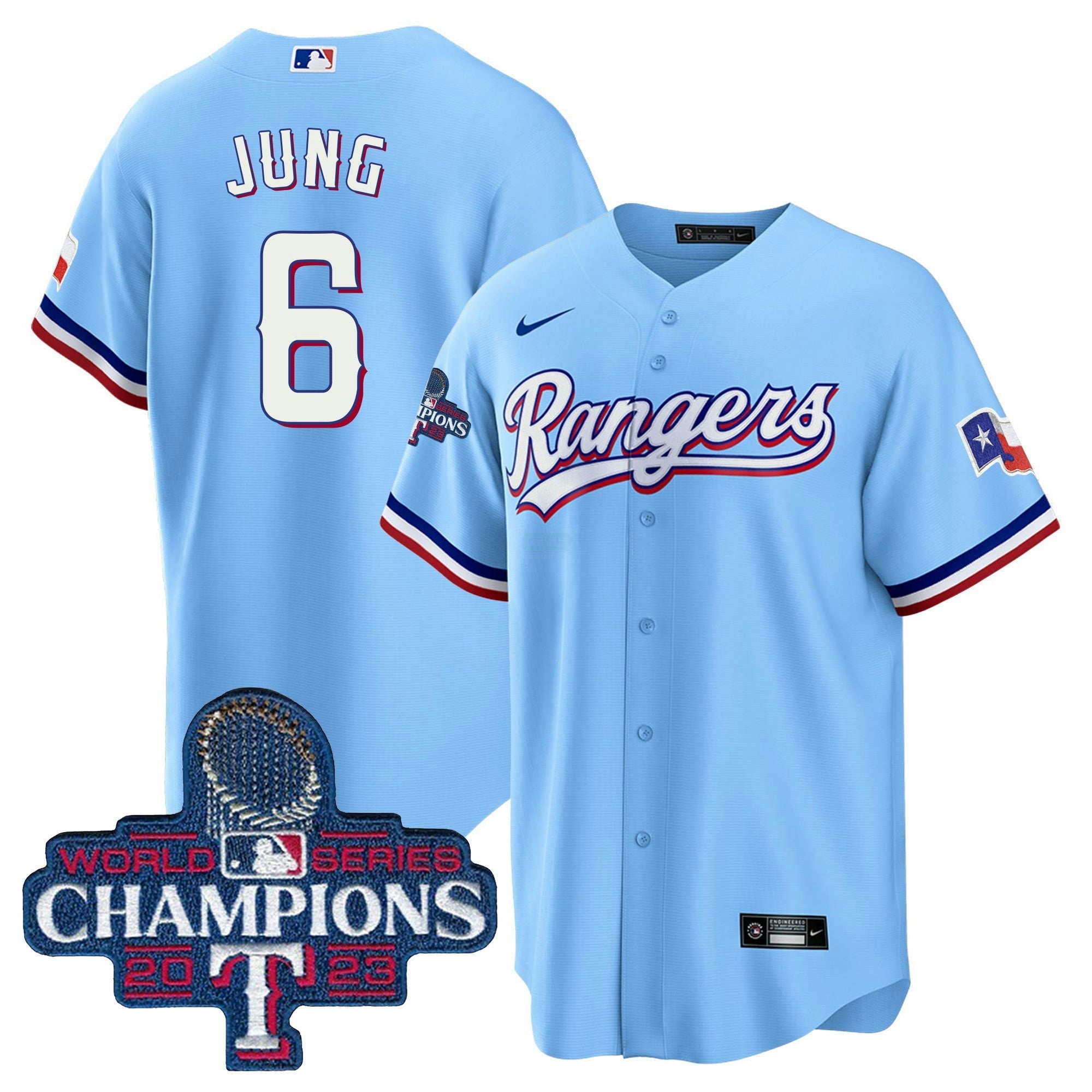 Camisa MLB Men’s Texas 2023 World Series Champions Cool Base Jersey V3