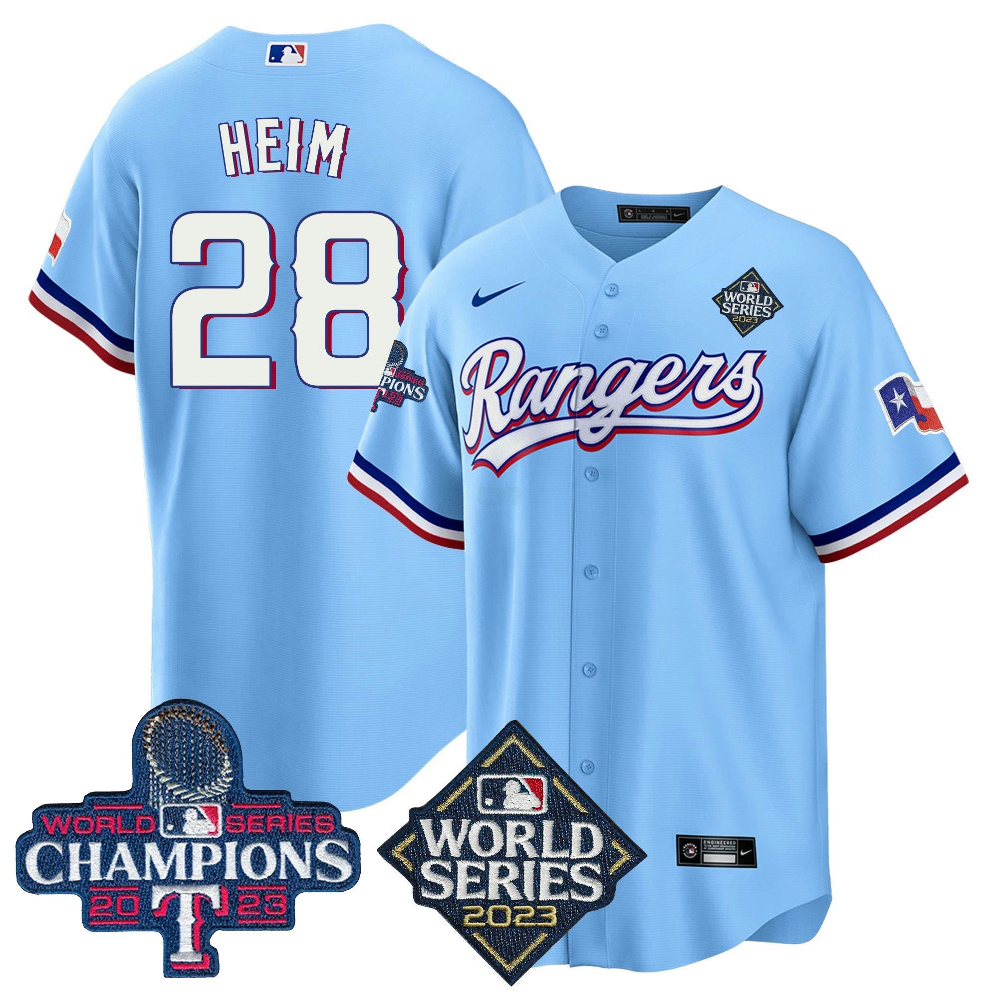 Camisa MLB Men’s Texas 2023 World Series Champions Cool Base Jersey V4