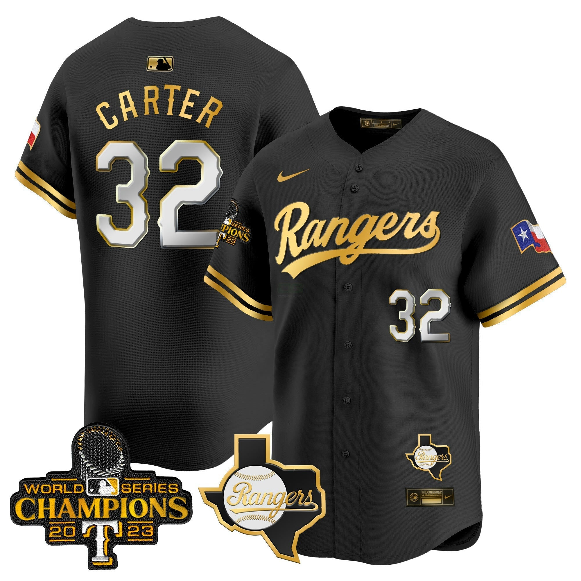 Camisa MLB Men’s Texas 2023 World Series Champions Dourada Trim Vapor Premier Limited Jersey V2